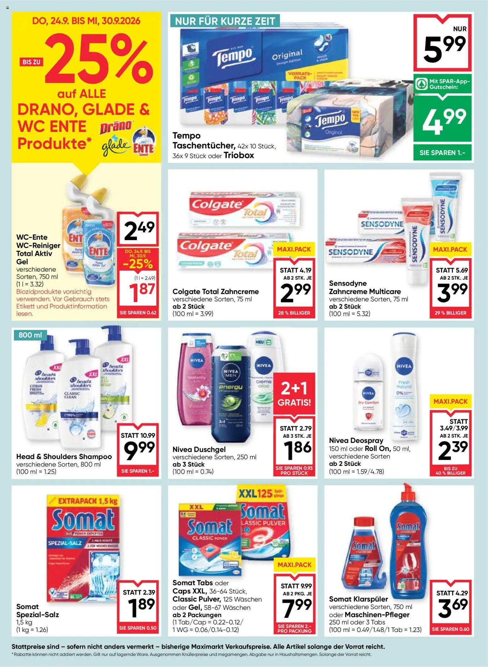 Maximarkt Flugblatt gültig ab 24.09.2026 | Seite: 16 | Produkte: Klarspüler, Shampoo, Duschgel