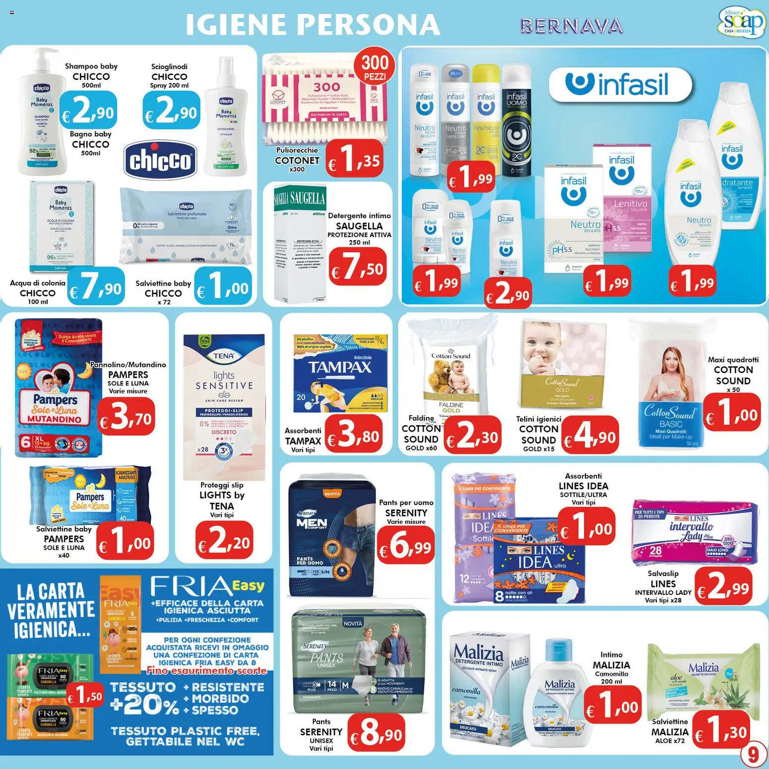 Volantino Bernava del 13/08/2026 | Pagina: 9 | Prodotti: Shampoo, Slip, Acqua, Salvaslip
