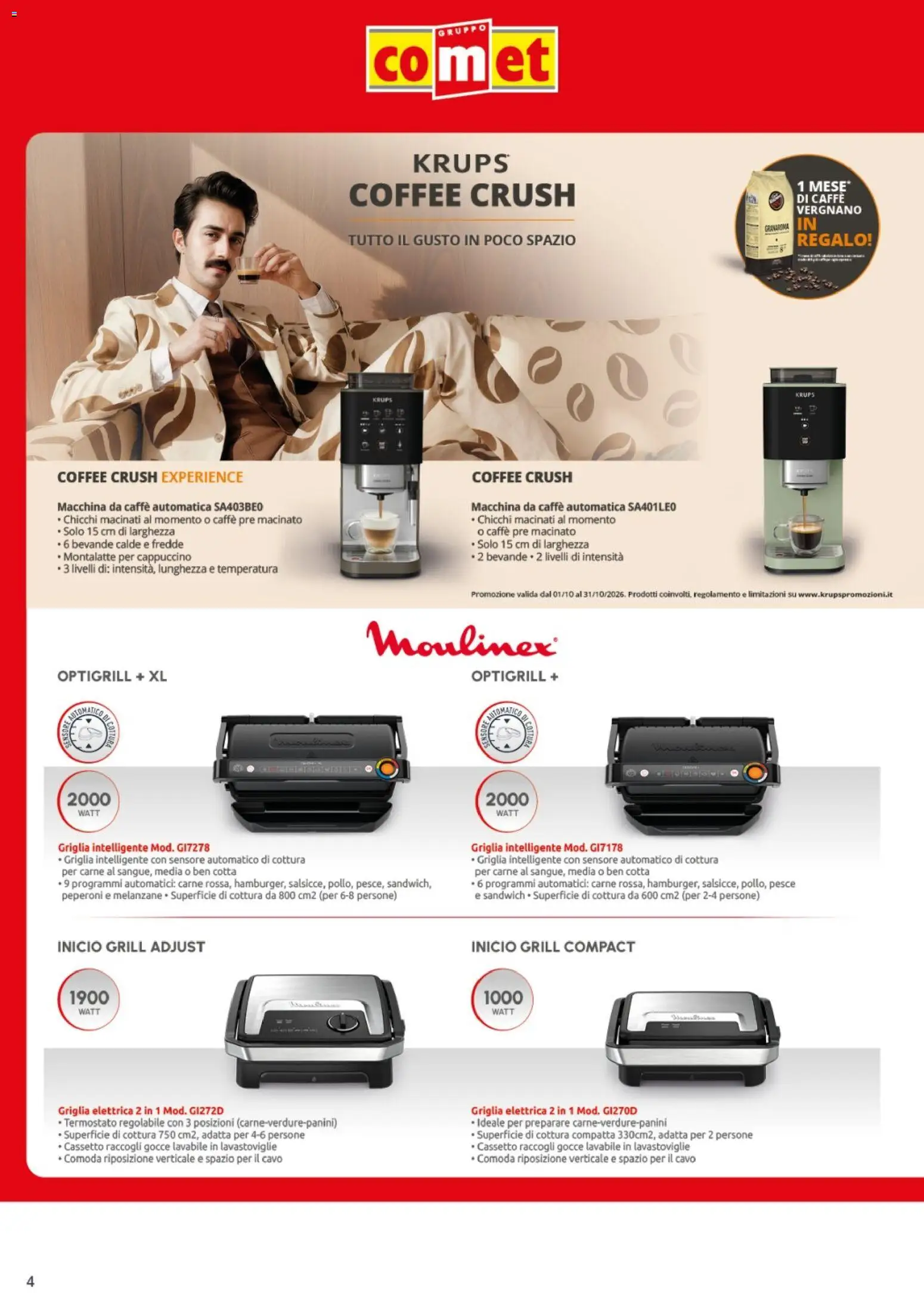 Volantino Comet del 13/10/2026 | Pagina: 4 | Prodotti: Macchina da caffe, Bevande, Carne, Griglia