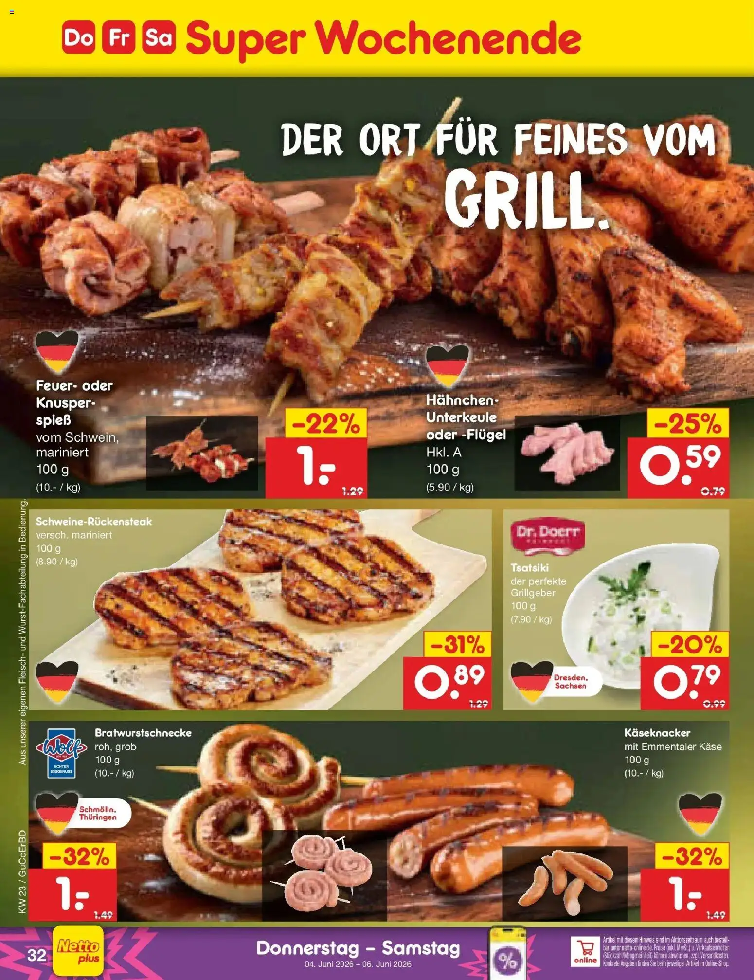 Netto Marken-Discount Prospekt Weimar – gültig ab 01.06.2026 | Seite: 46 | Produkte: Hahnchen, Käse, Fleisch