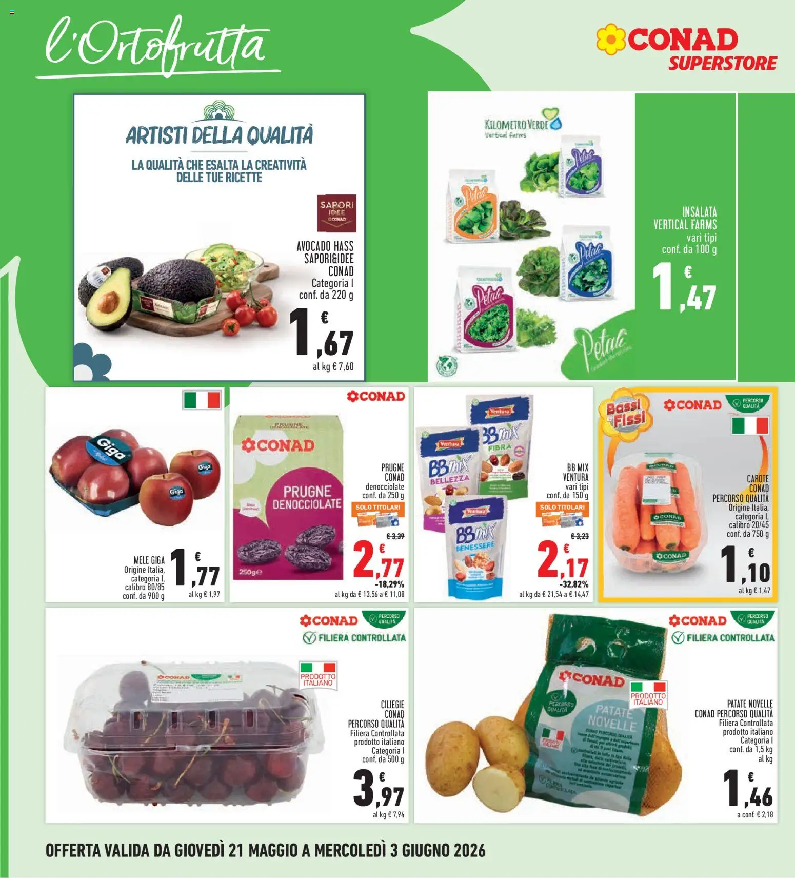 Volantino Conad del 21.05.2026 | Pagina: 6 | Prodotti: Mele, Avocado, Patate, Carote
