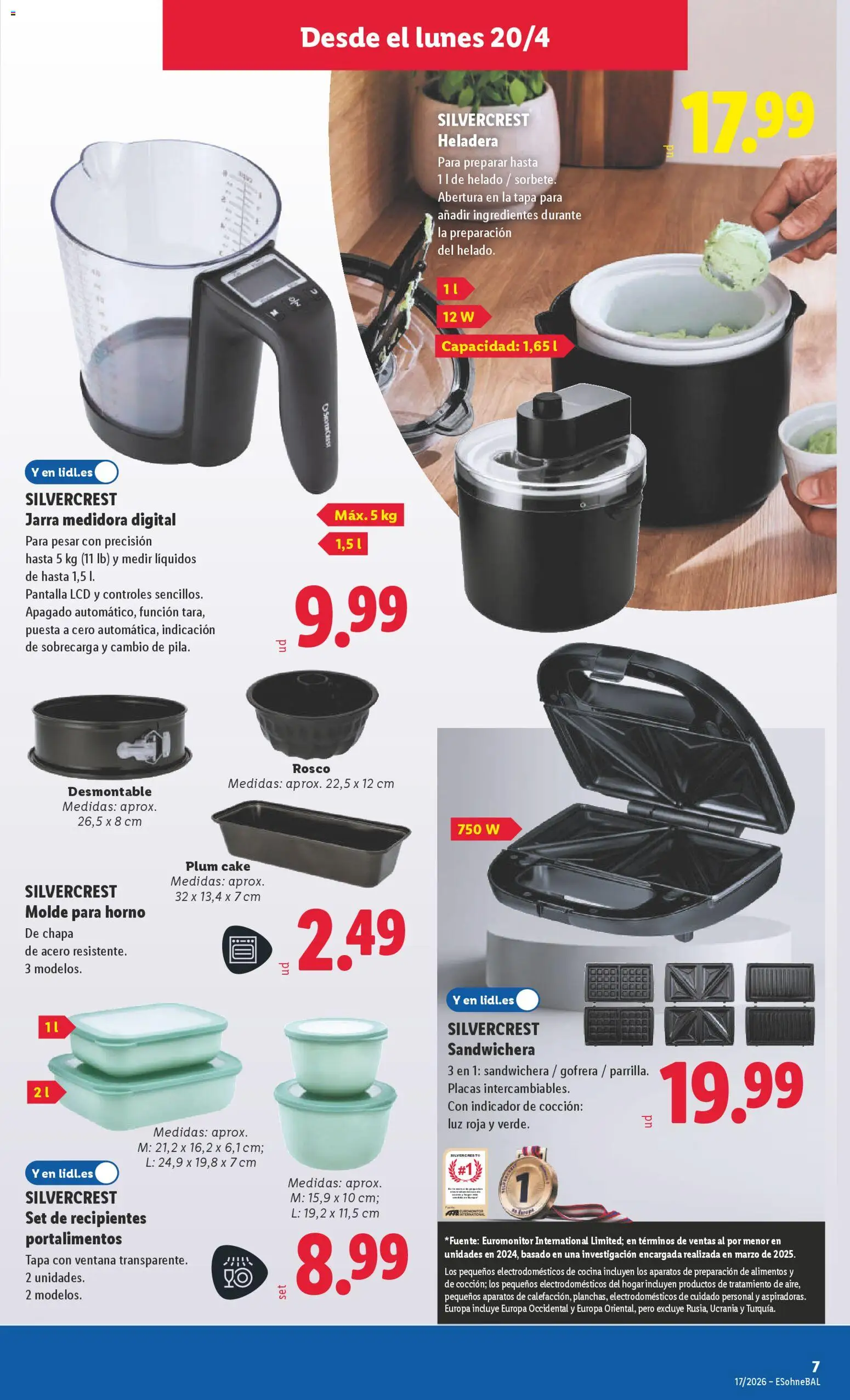 Lidl folleto de bazar │ válido desde el 20.04.2026 | Página: 15 | Productos: Pan, Helado, Cocina, Sandwichera