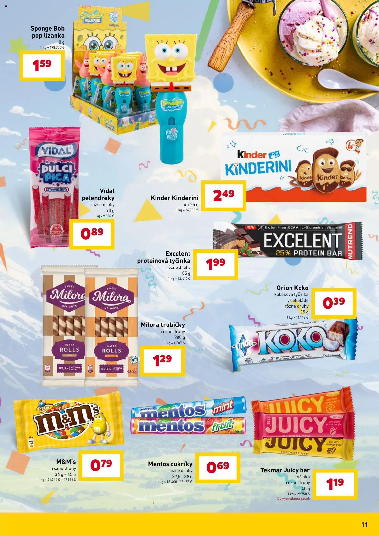 Nové Billa akcie – leták je platný od 27.05.2026 | Strana: 11 | Produkty: Protein, Kinder, Cukríky
