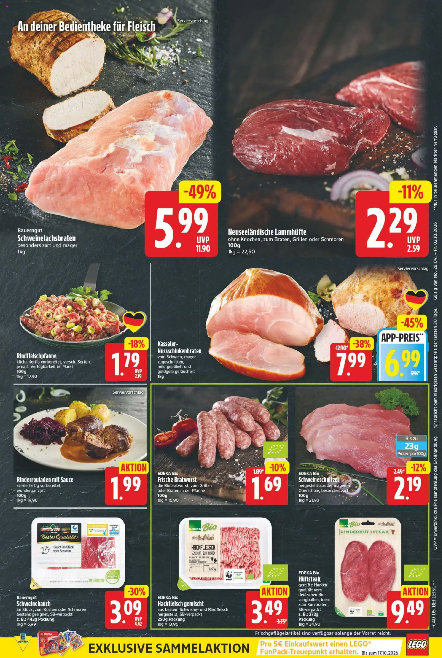 E center Prospekt – gültig ab 28.09.2026 | Seite: 5 | Produkte: Rinderrouladen, Bratwurst, Bauerngut, Hackfleisch