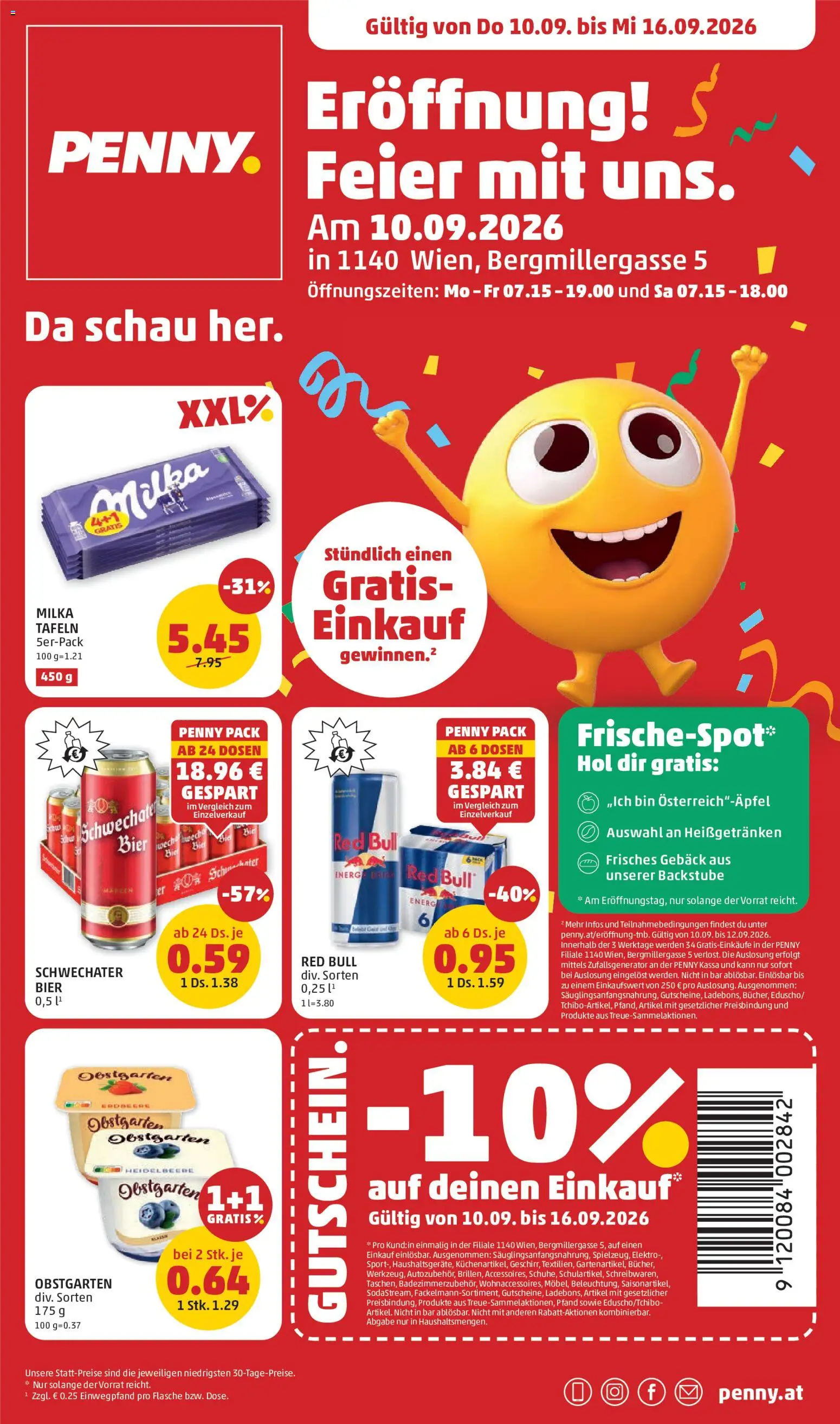 Penny Markt Eröffnung in 1140 Wien gültig ab 06.09.2026 | Seite: 1 | Produkte: Gebäck, Bier
