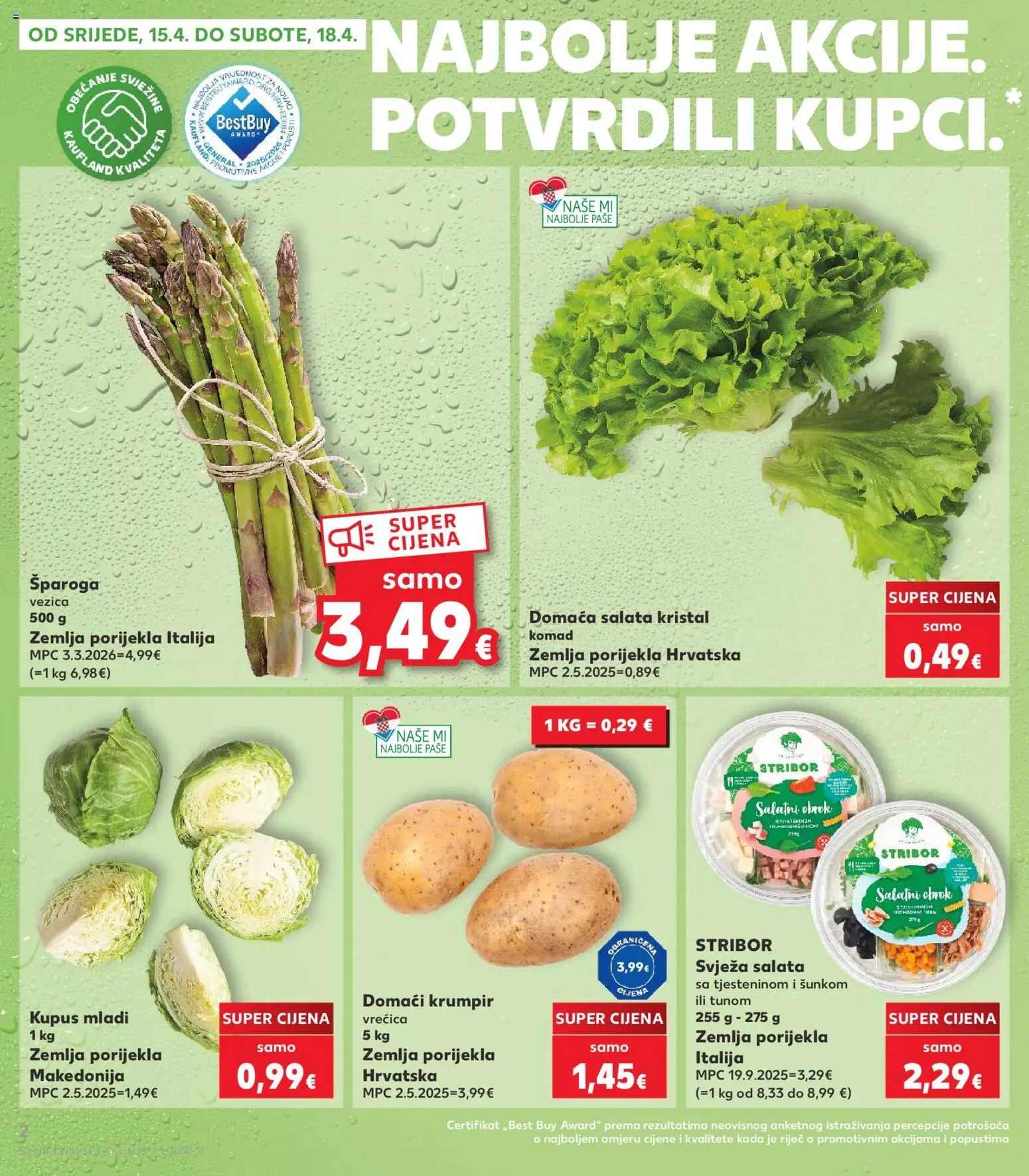 Kaufland katalog | vrijedi od 15.04.2026 | Stranica: 2 | Proizvodi: Salata, Krumpir, Kupus