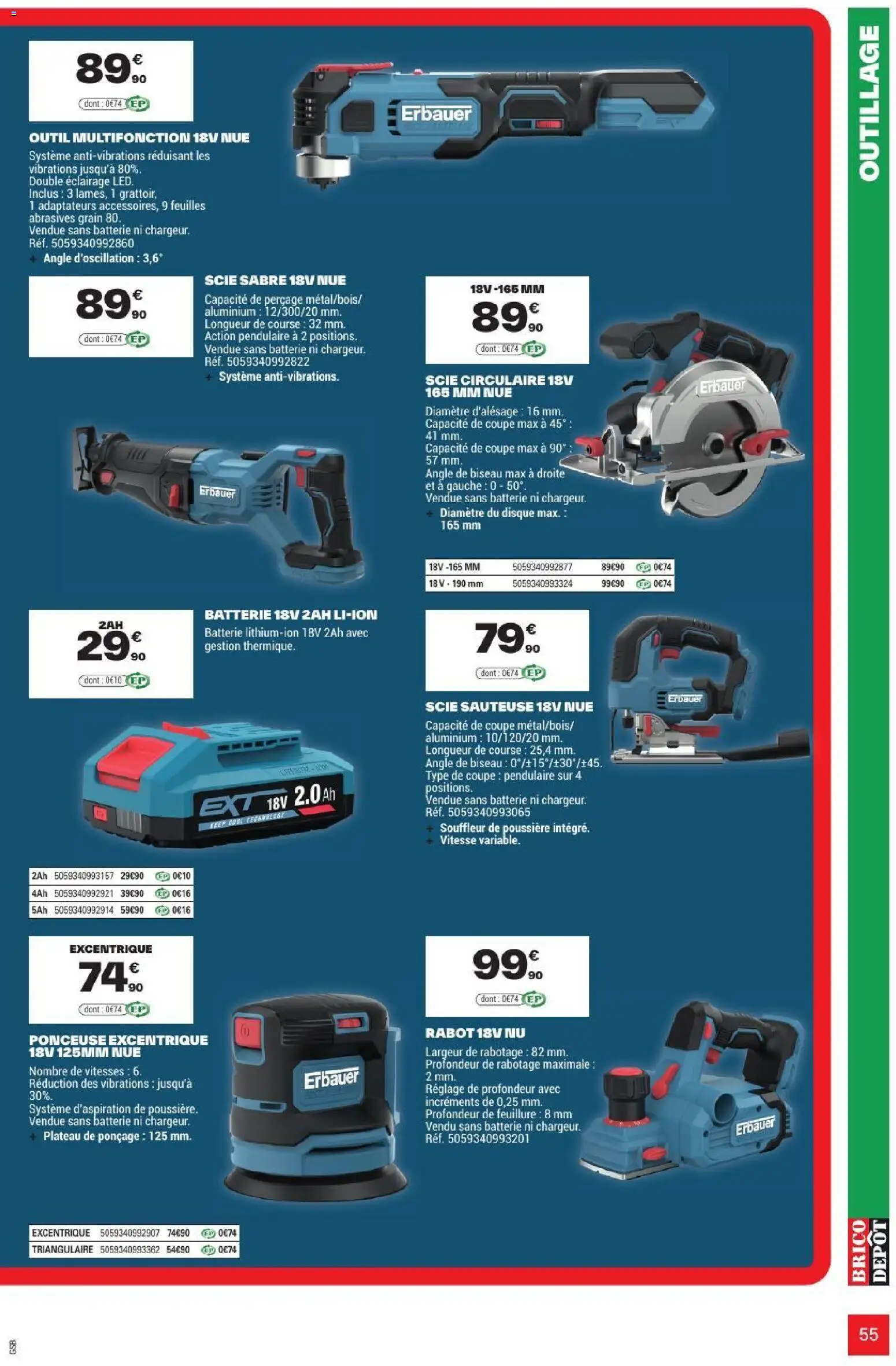 {H1} | Page: 55 | Produits: Plateau, Ponceuse, Scie circulaire, Batterie