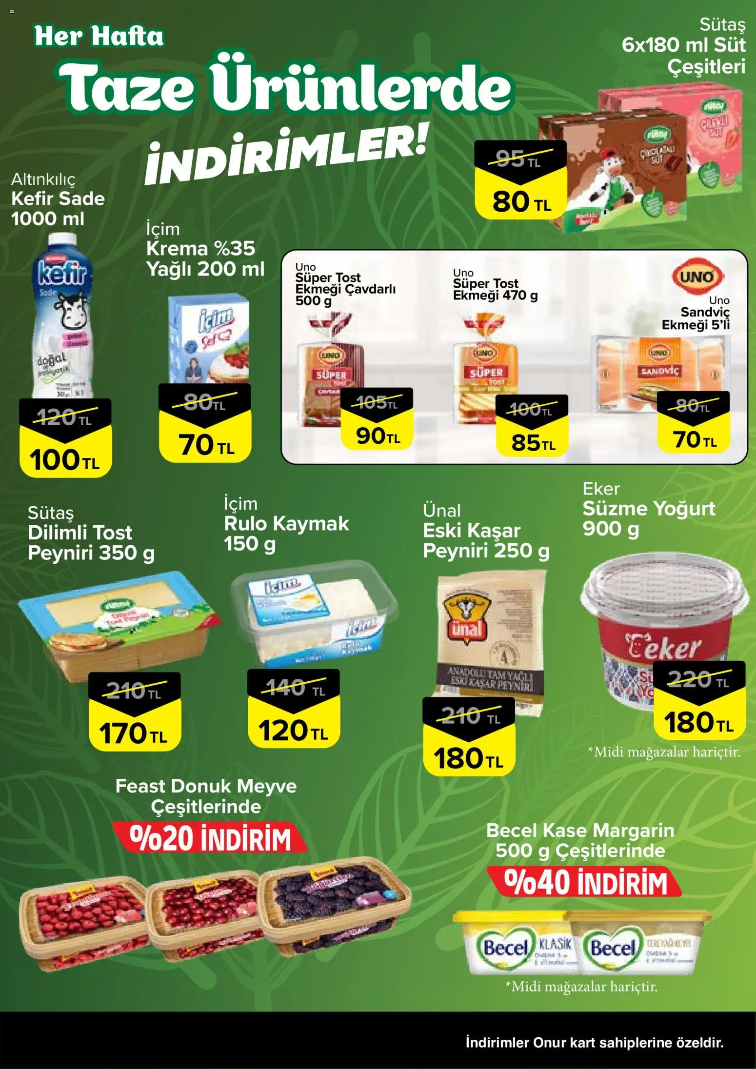 Onur Market - Taze Ürünlerde İndirimler Bursa - 15 Ekim 2026 tarihinden itibaren geçerlidir | Sayfa: 3 | Ürünler: Kaşe, Kefir, Süt, Meyve