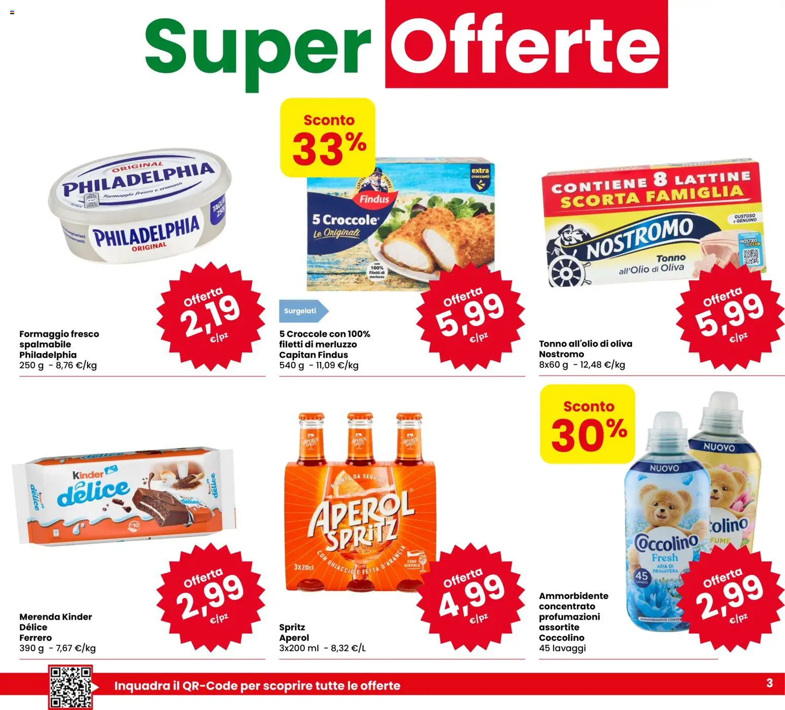 Volantino Eurospar del 29/10/2026 | Pagina: 3 | Prodotti: Merluzzo, Formaggio, Formaggio fresco, Ghiaccio
