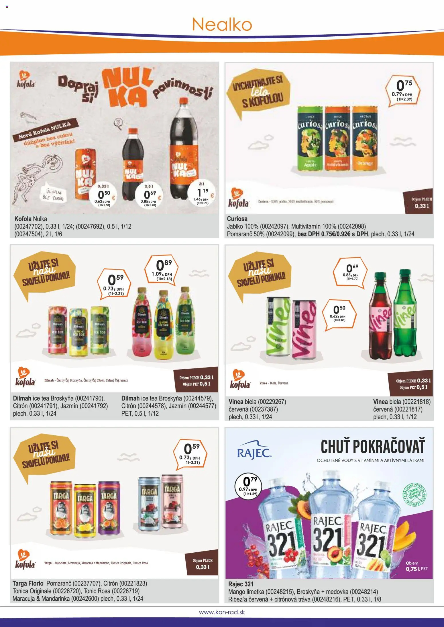Nové KON - RAD akcie – leták je platný od 01.09.2026 | Strana: 25 | Produkty: Limetka, Čaj, Tonic, Mango