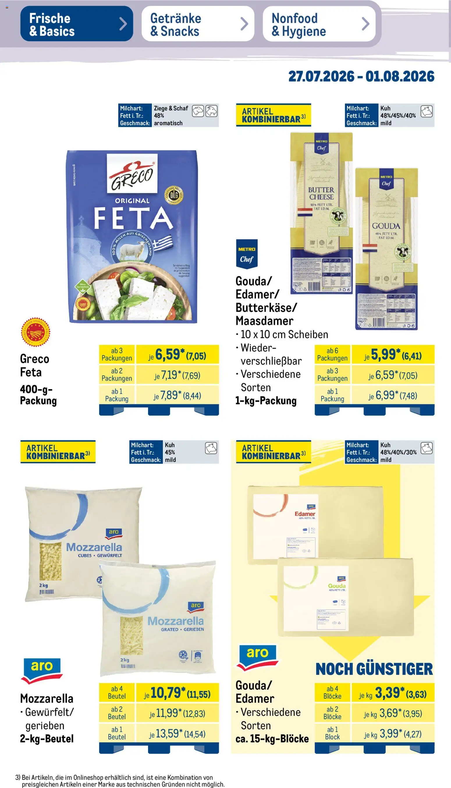 Metro NonFood-Angebote – gültig ab 27.07.2026 | Seite: 43 | Produkte: Feta, Butter, Mozzarella, Gouda