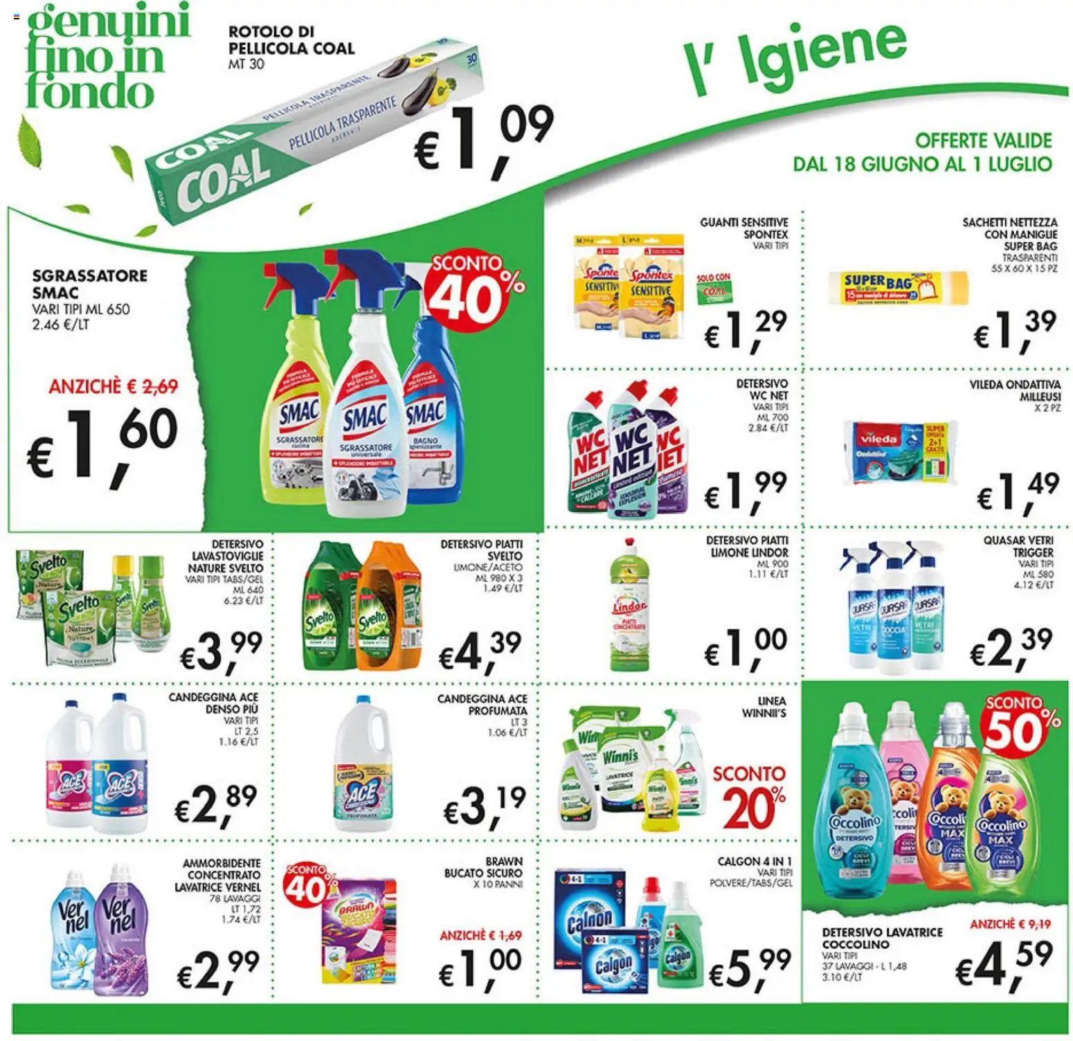 Volantino Coal del 18.06.2026 | Pagina: 19 | Prodotti: Sgrassatore, Lavatrice, Lavastoviglie, Bagno