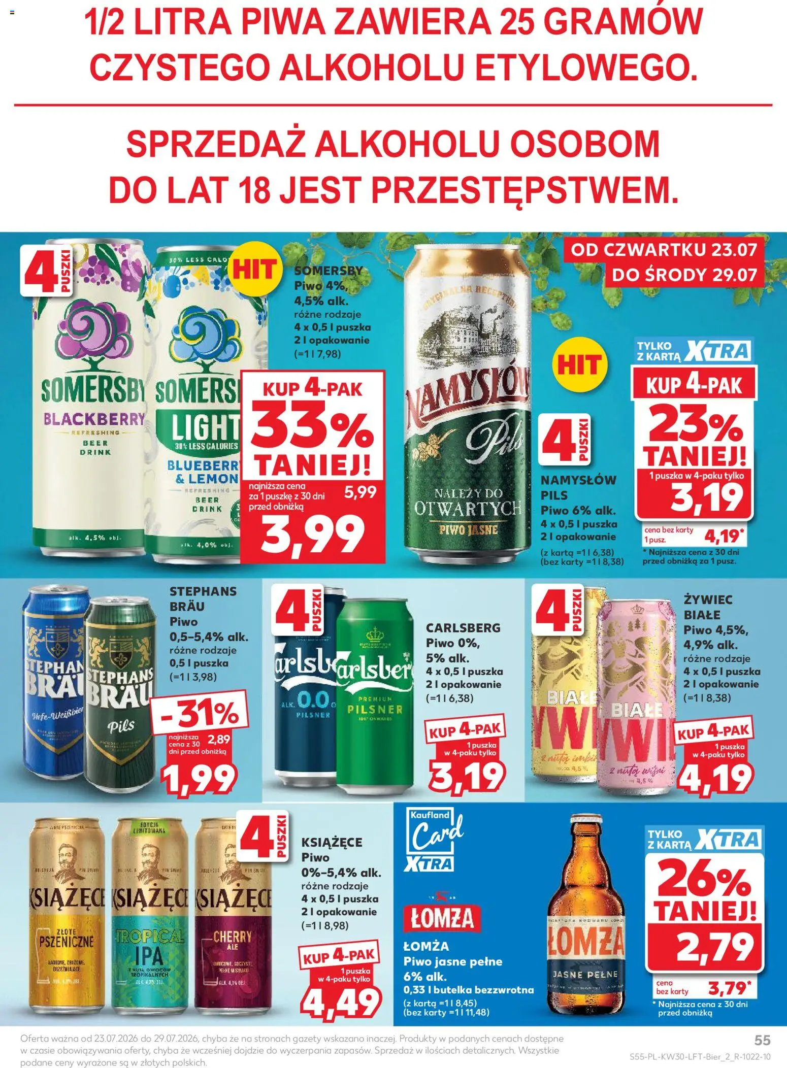 Kaufland Polsko leták od 23.07.2026 | Strana: 55 | Produkty: Pilsner, Karty