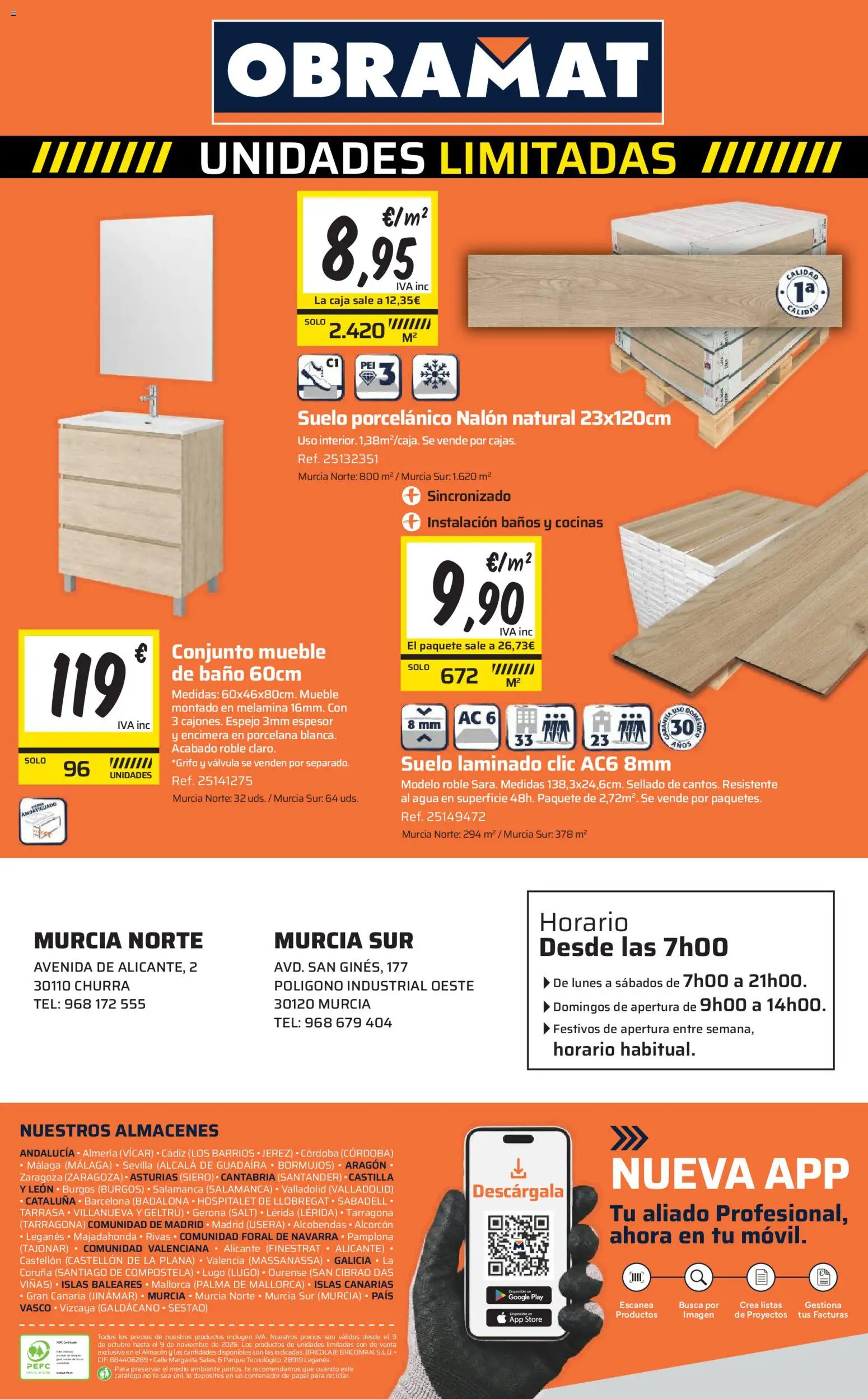 Obramat - Reformas Otono Imprenta Almacenes 26 Murcia 2026 │ válido desde el 09/10/2026 | Página: 80 | Productos: Té, Suelo laminado, Baño, Espejo