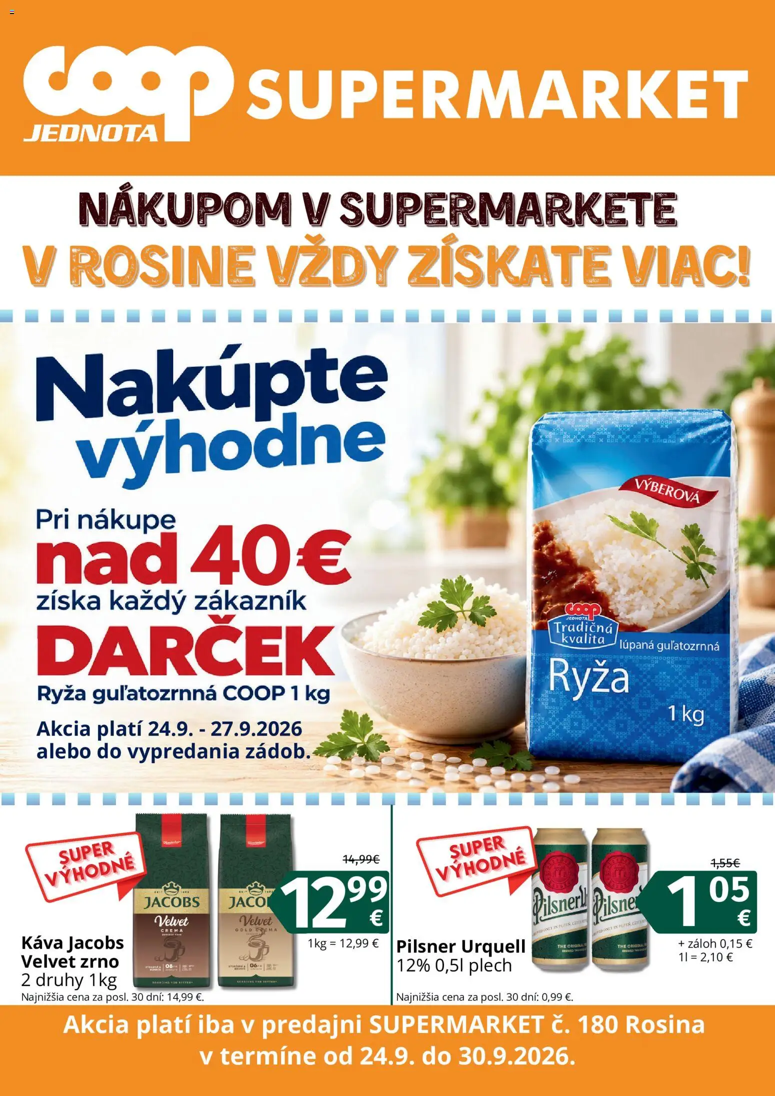 Coop Jednota Štvrtok, 24 Septembra Akcie a Zľavy