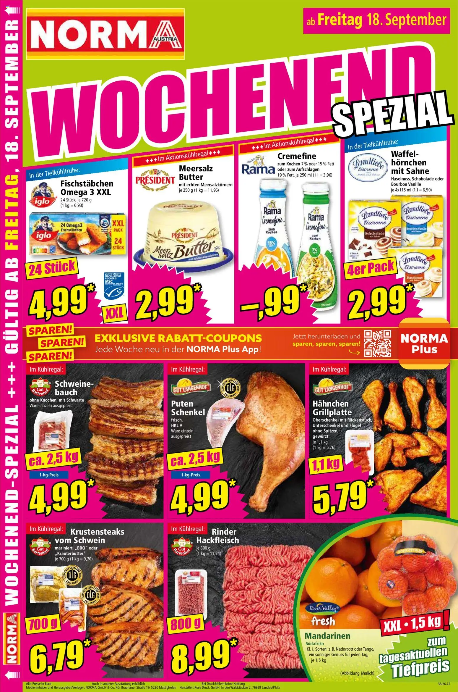 Norma Flugblatt gültig ab 14.09.2026 | Seite: 18 | Produkte: Mandarinen, Waffel, Vanille, Bourbon
