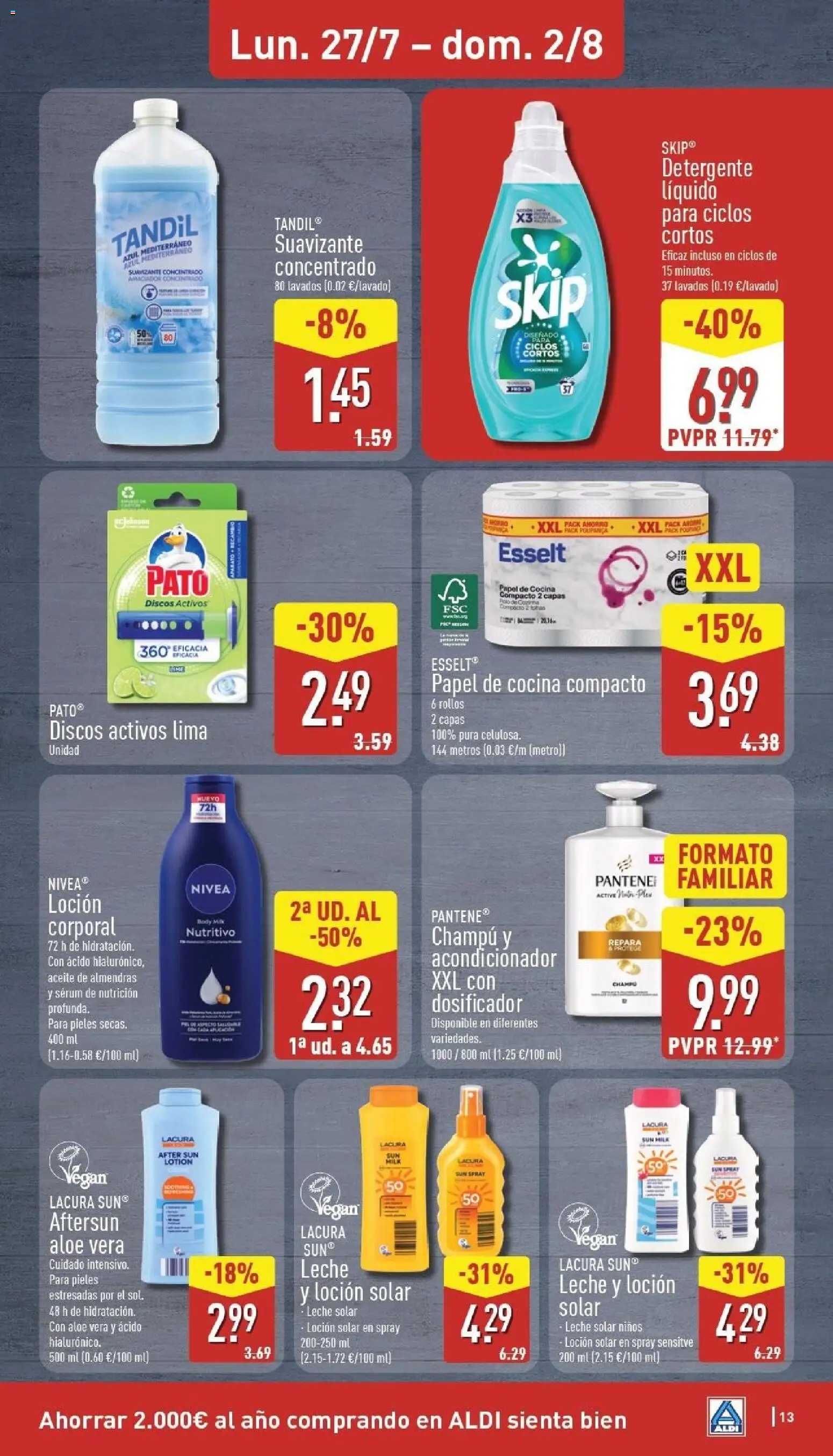 Aldi folleto Canarias │ válido desde el 27/07/2026 | Página: 13 | Productos: Lima, Leche, Detergente líquido, Cocina