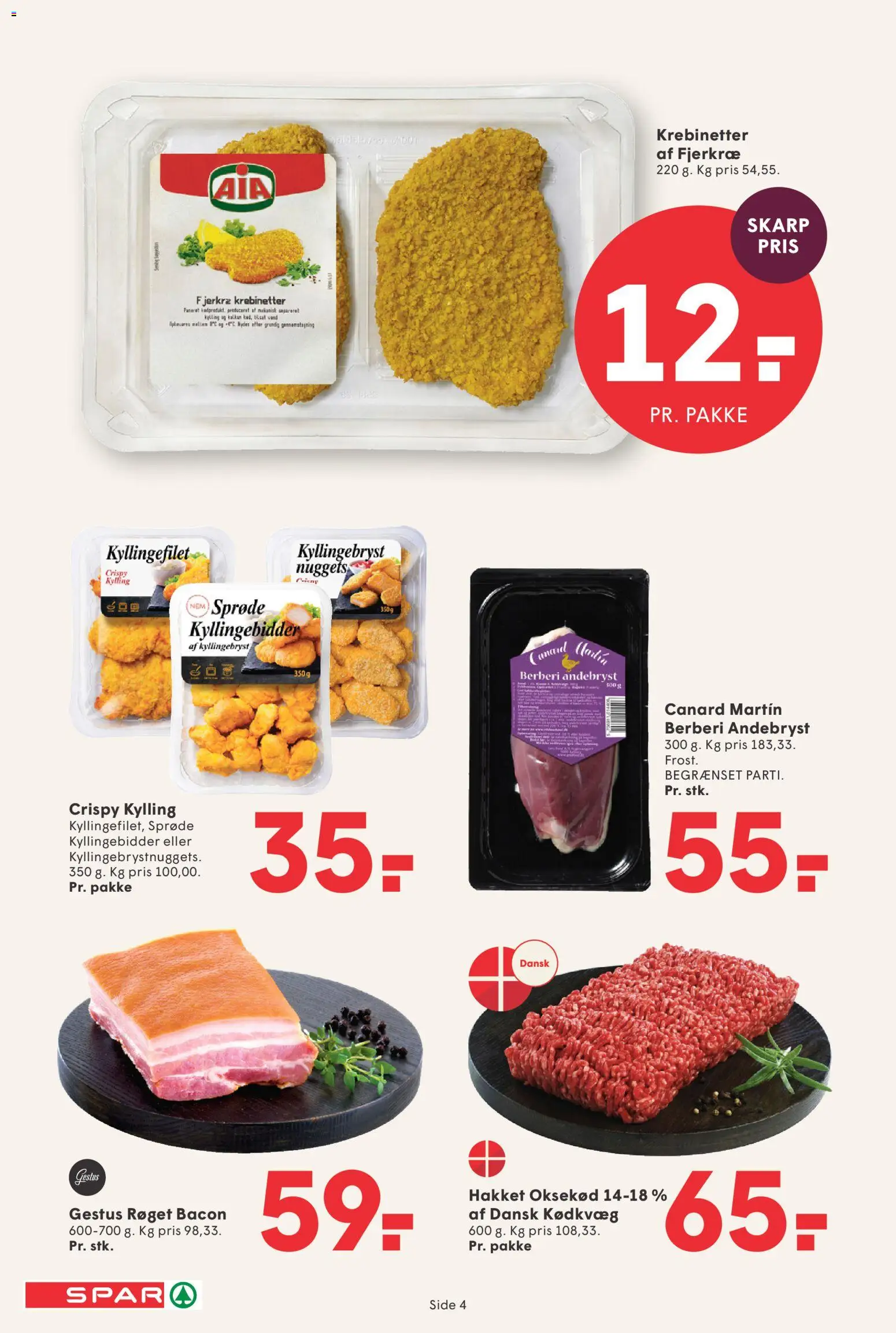 Spar tilbudsavis – gyldig fra 18/09/2026 | Side: 4 | Produkter: Nuggets, Oksekød, Bacon