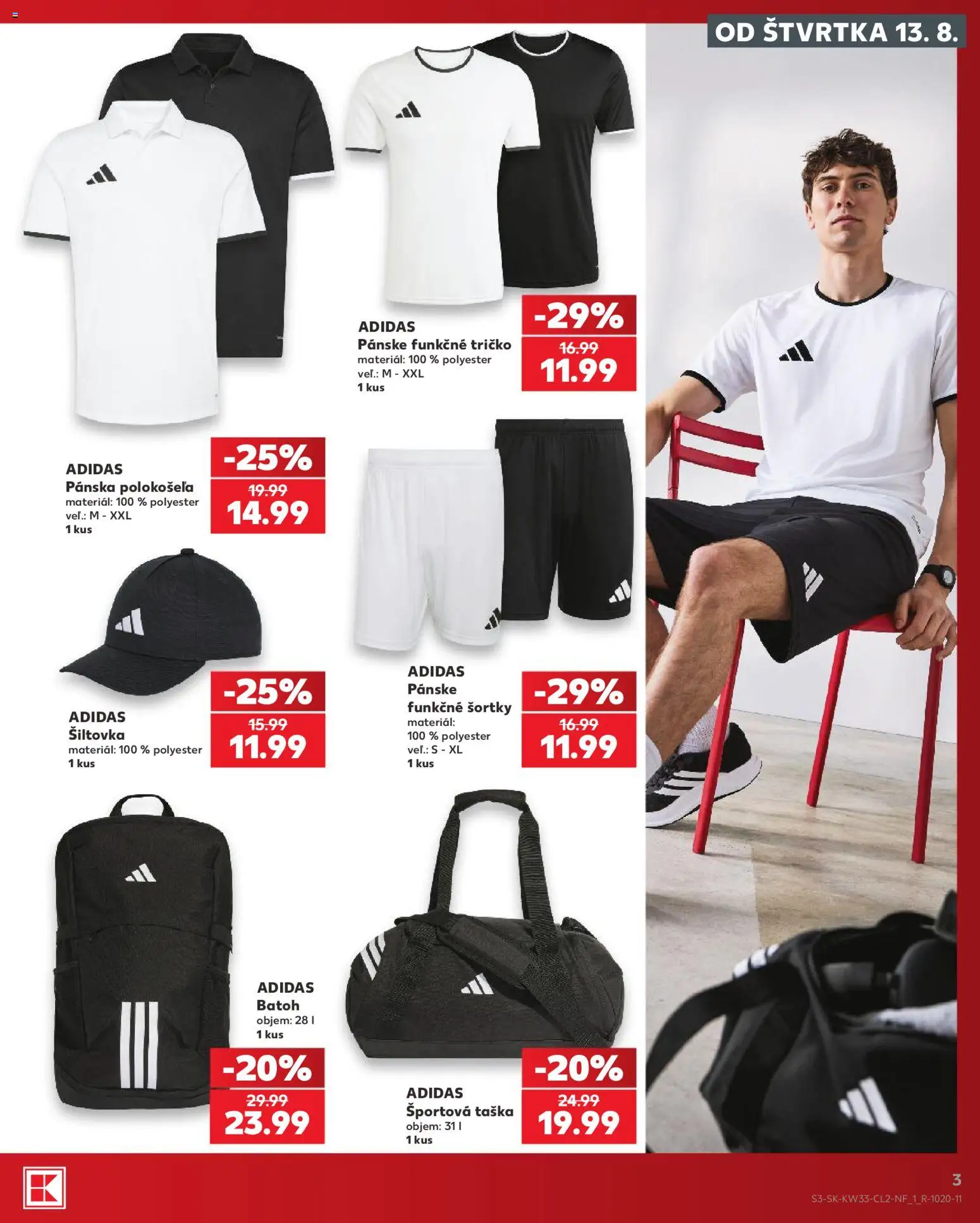 Kaufland SK akciós ujság - amely érvényes a következő dátumtól: 2026.08.13. | Oldal: 3 | Termékek: Táska, Adidas