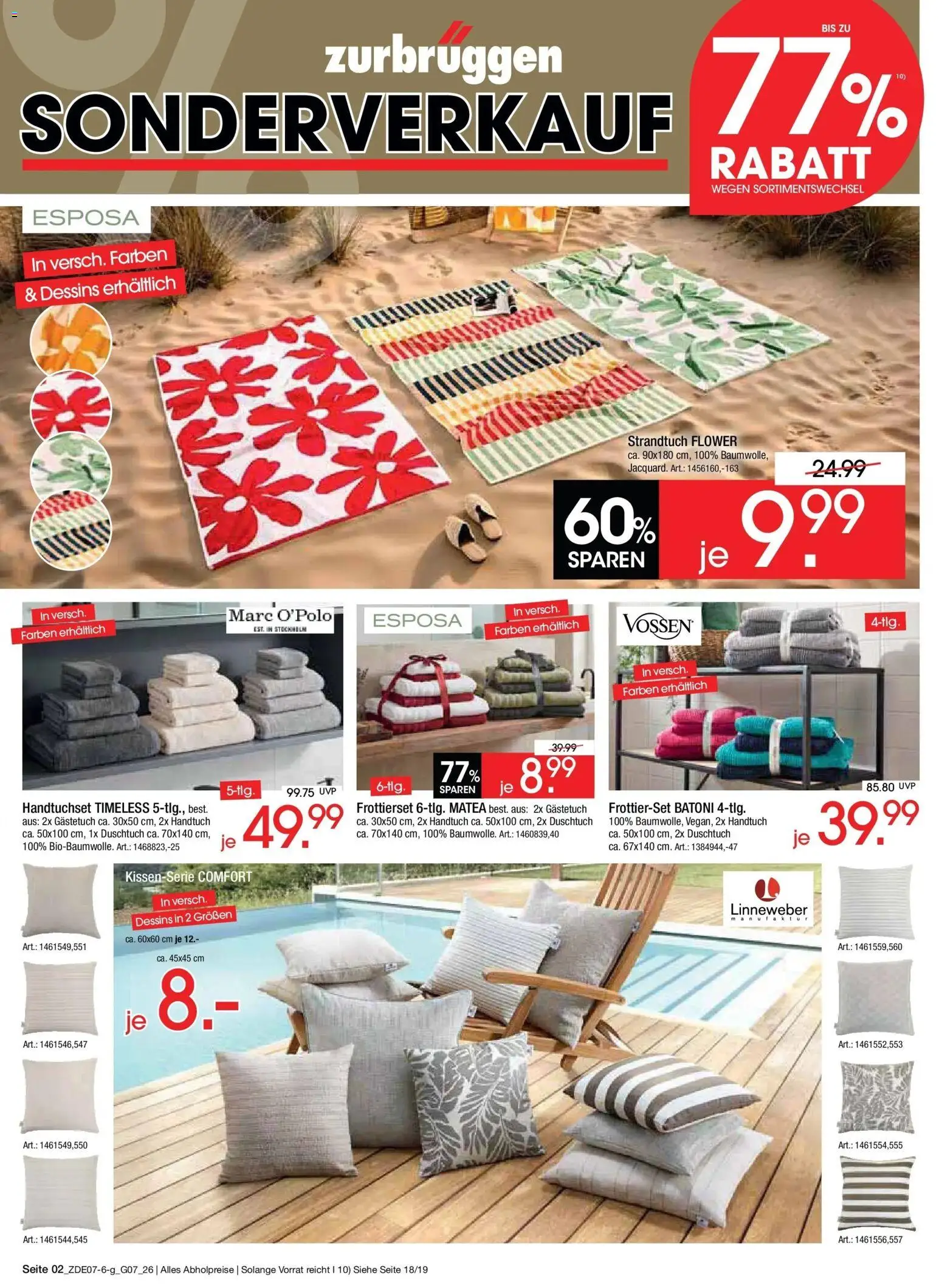 Zurbrüggen Sonderverkauf – gültig ab 09.07.2026 | Seite: 2 | Produkte: Strandtuch