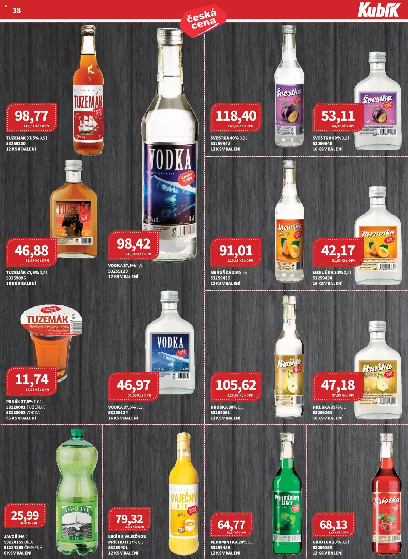 Kubík leták - Velkoobchod 08/2026 od 01.08.2026 | Strana: 38 | Produkty: Vodka, Likér, Griotka, Tuzemák