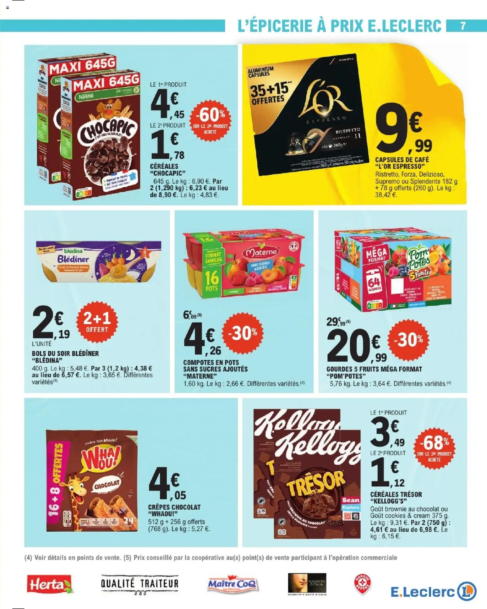 {H1} | Page: 7 | Produits: Chocapic, Cookies, Café, Chocolat