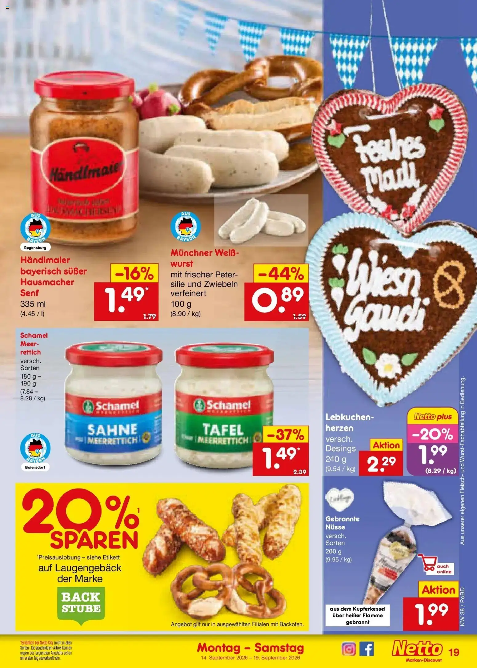 Netto Marken-Discount Prospekt Selb – gültig ab 14.09.2026 | Seite: 29 | Produkte: Wurst, Nüsse, Sahne, Fleisch