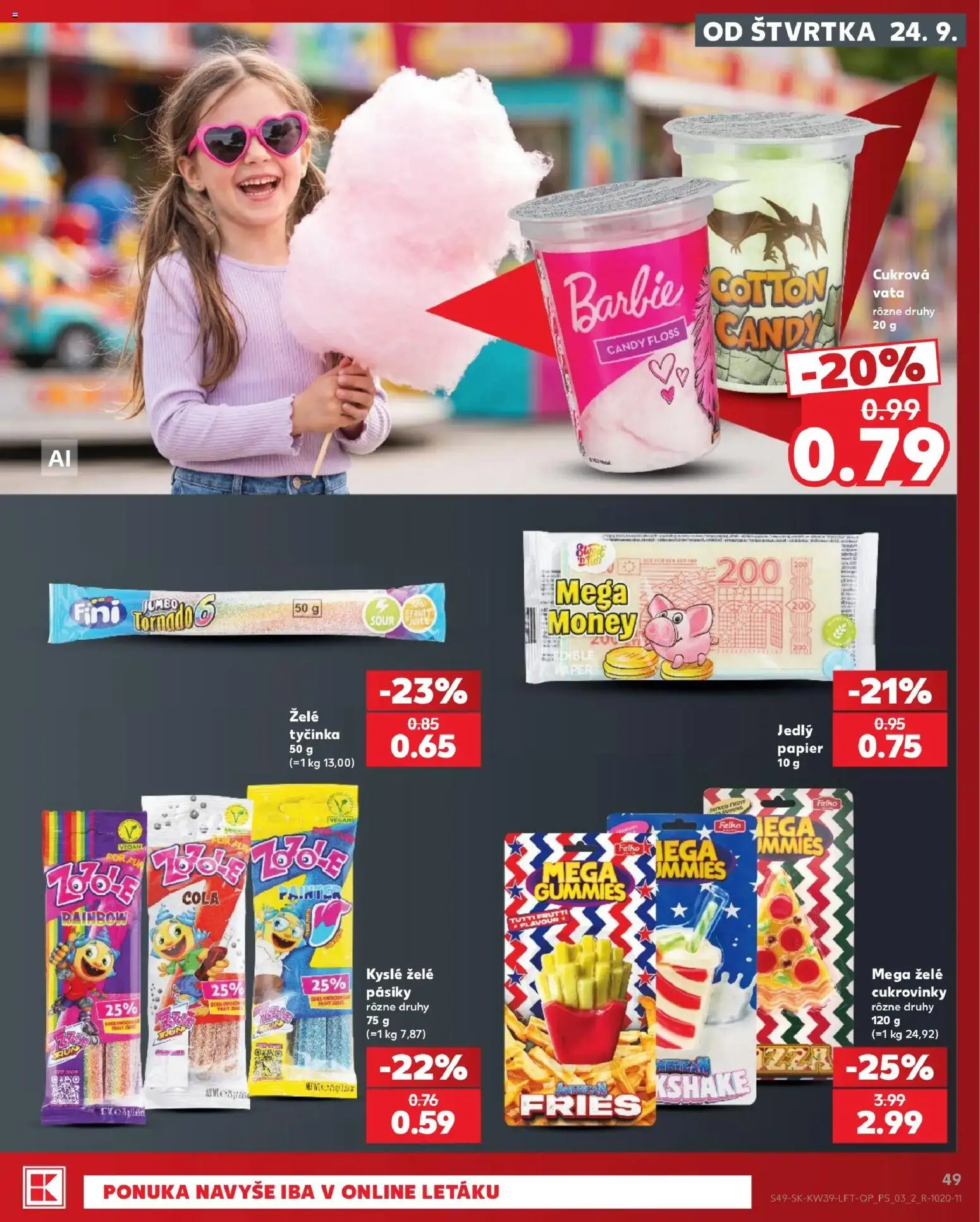 Nové Kaufland akcie – leták je platný od 24.09.2026 | Strana: 49 | Produkty: Cukrovinky, Cola