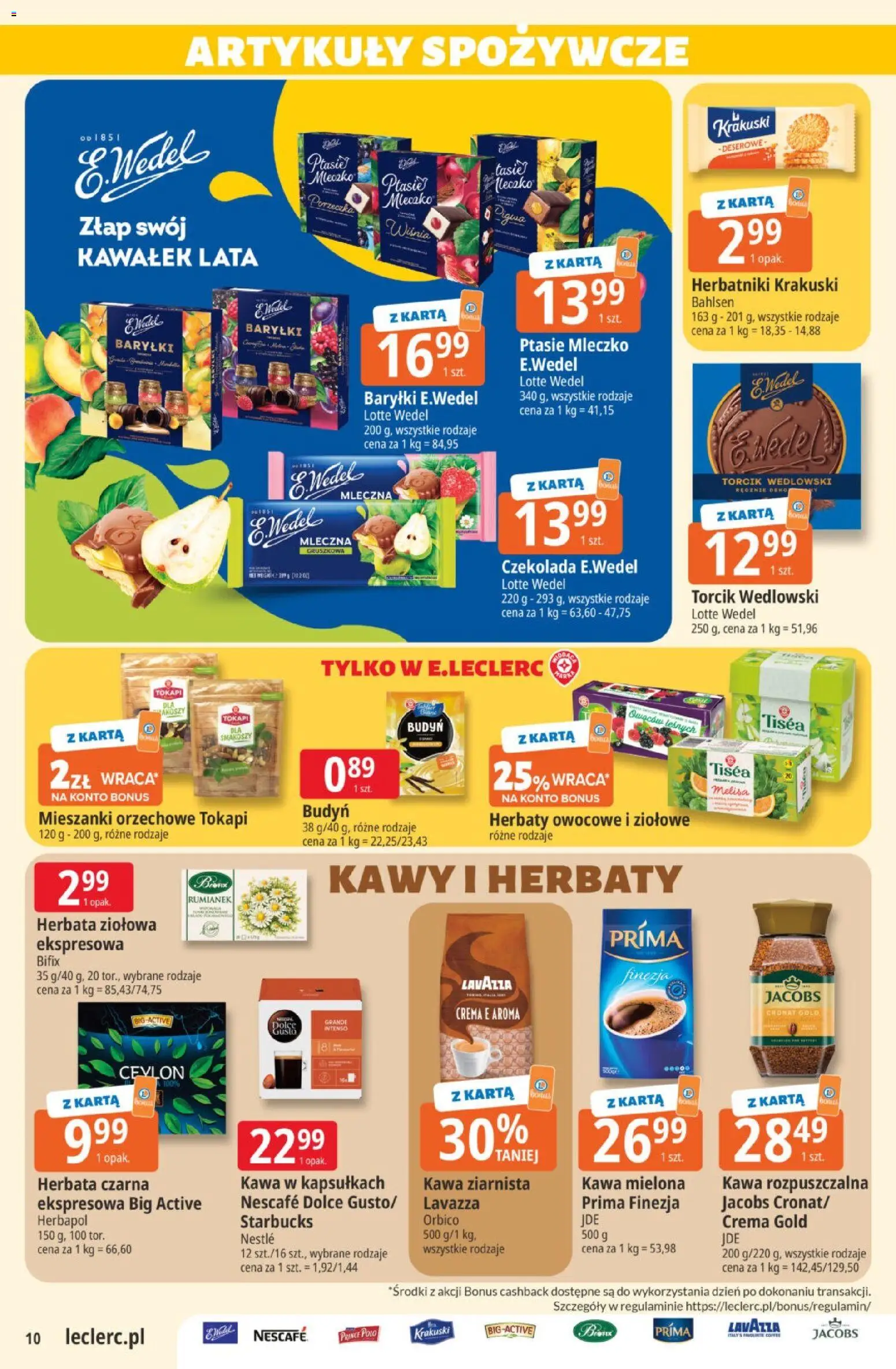 E.Leclerc gazetka od 11.08.2026 | Strona: 10 | Produkty: Budyń, Kawa w kapsułkach, Herbatniki, Czekolada