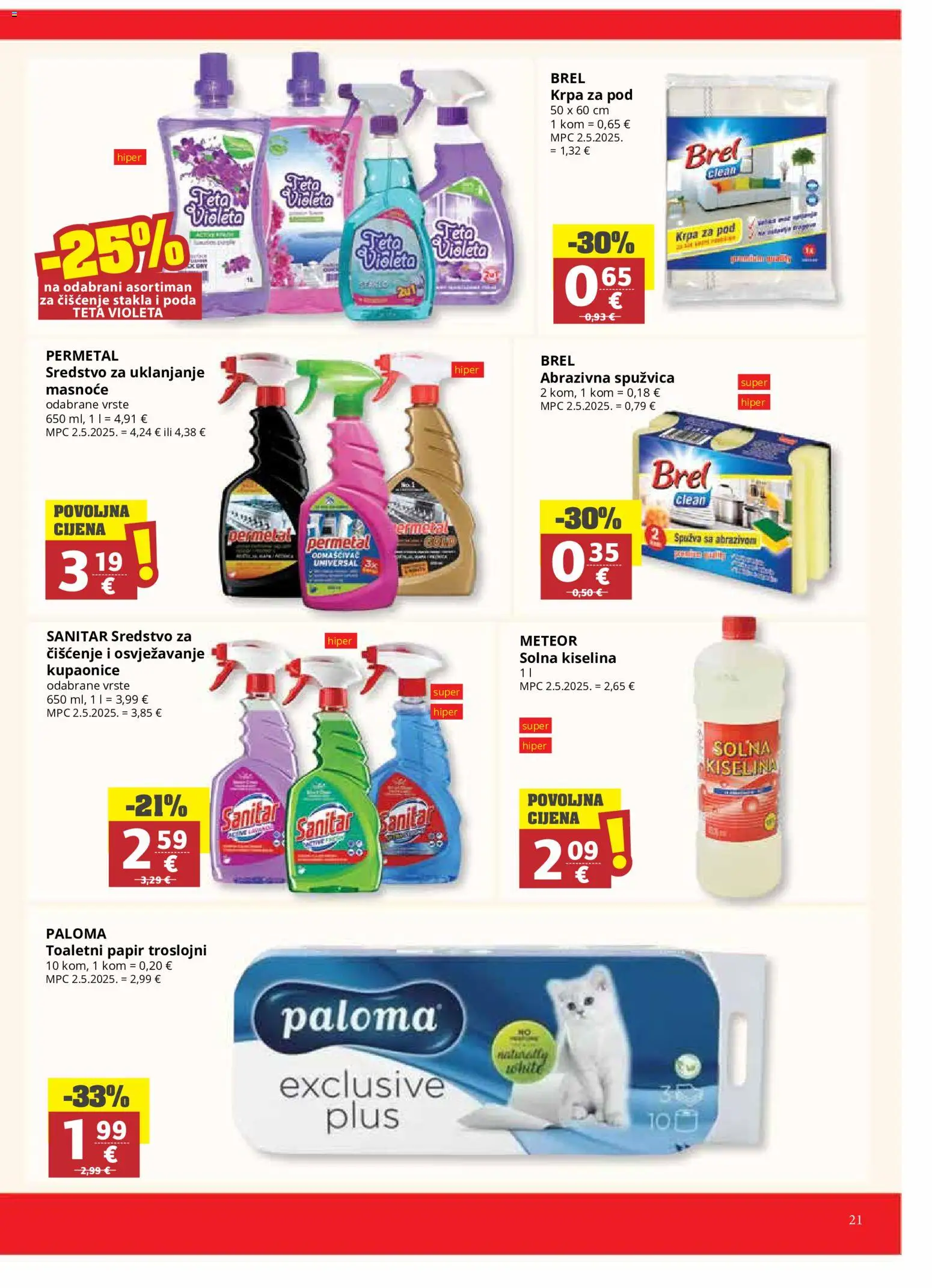 Ribola katalog | vrijedi od 07.10.2026 | Stranica: 21 | Proizvodi: Solna kiselina, Krpa, Toaletni papir, Violeta