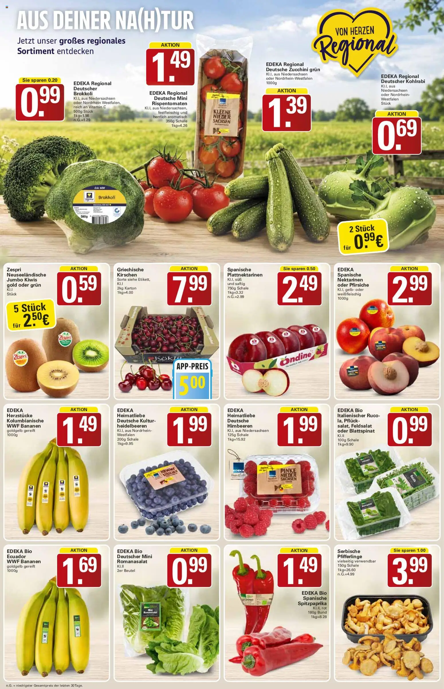 WEZ Prospekt – gültig ab 06.07.2026 | Seite: 2 | Produkte: Himbeeren, Kohlrabi, Bananen, Kirschen