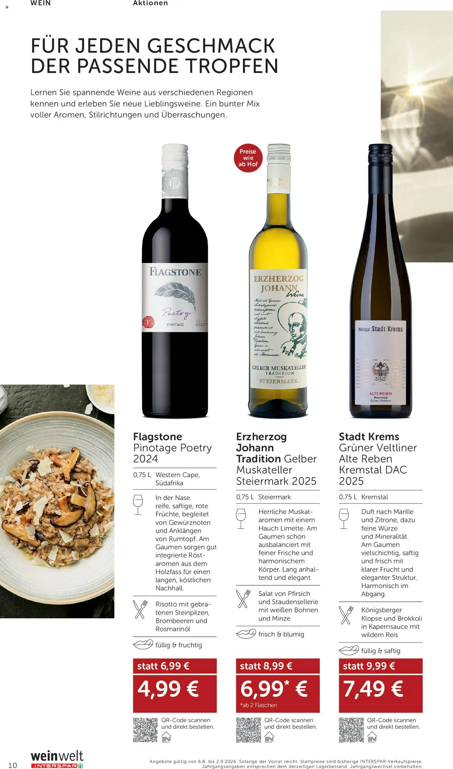 Interspar Wein Welt gültig ab 06.08.2026 | Seite: 10 | Produkte: Salat, Pfirsich, Wein, Reis