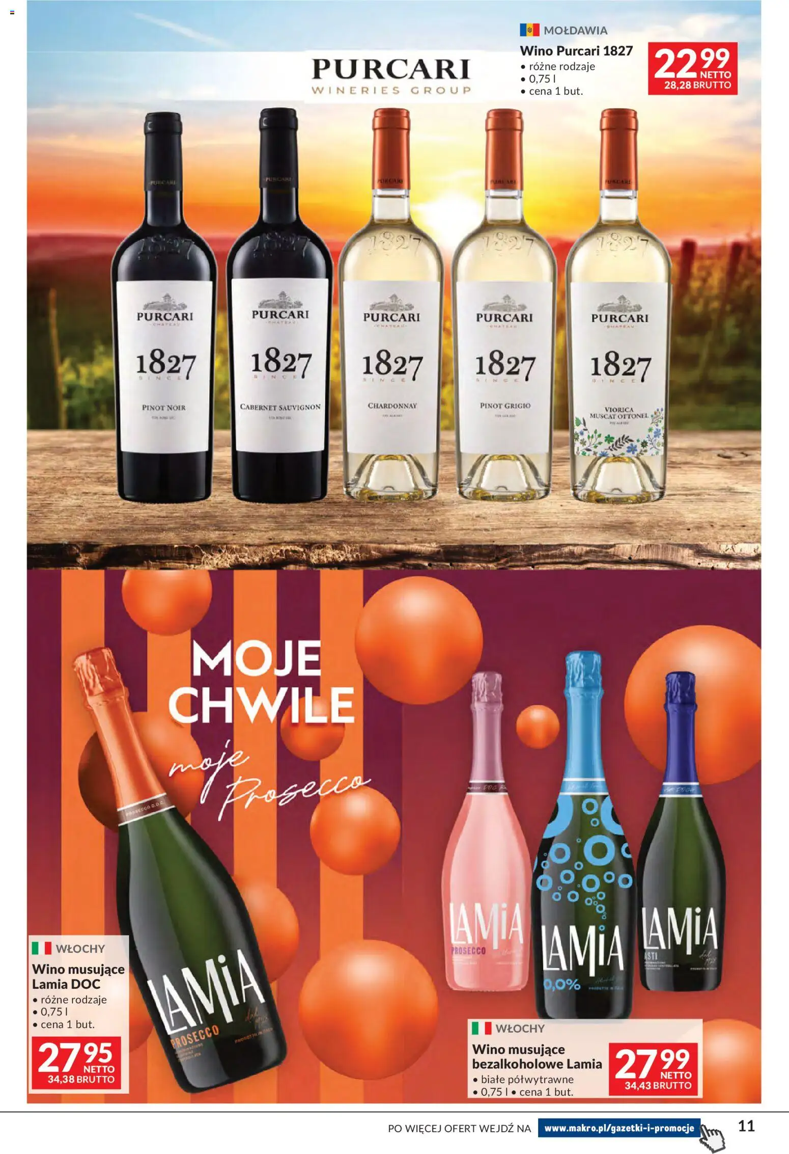 Makro gazetka - Sery, Wędliny, Wina od 01.09.2026 | Strona: 11 | Produkty: Wino musujące, Prosecco wino, Wino, Prosecco