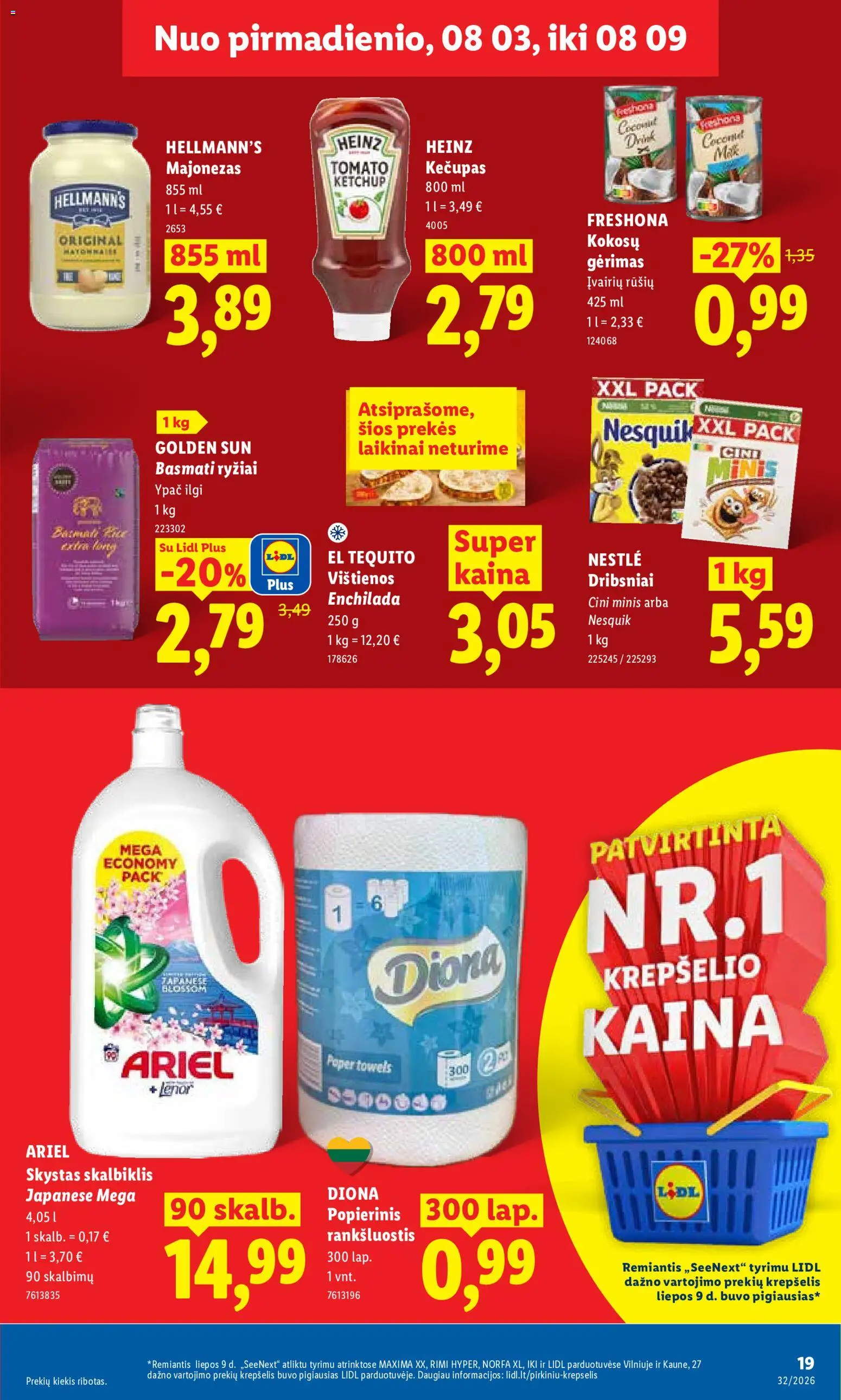 LIDL akcijos nuo 2026.08.03 | Puslapis: 19 | Prekių: Rankšluostis, Vištienos, Ryžiai, Kečupas
