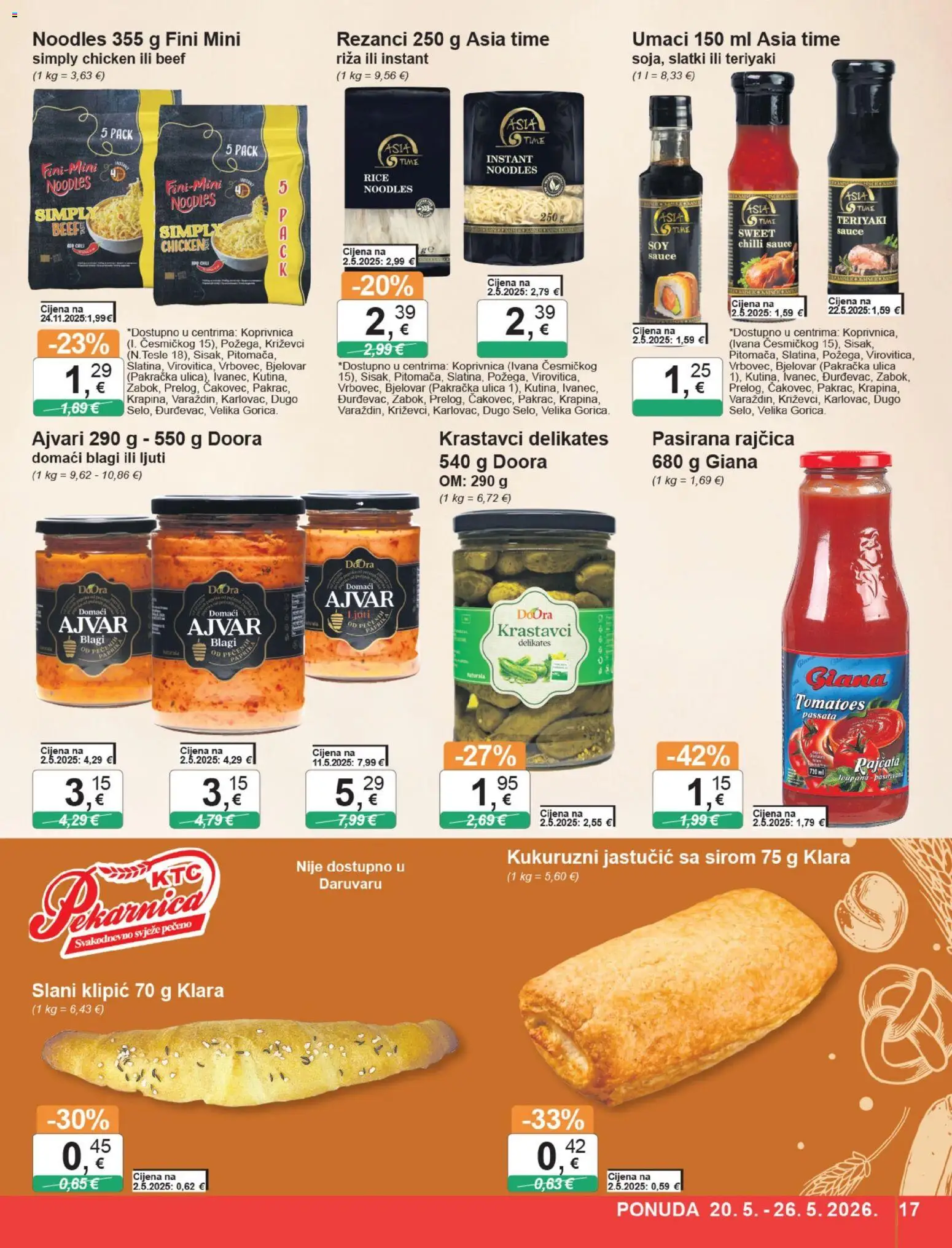 KTC katalog | vrijedi od 20.05.2026 | Stranica: 17 | Proizvodi: Pasirana rajčica, Ajvar, Rezanci, Paprika