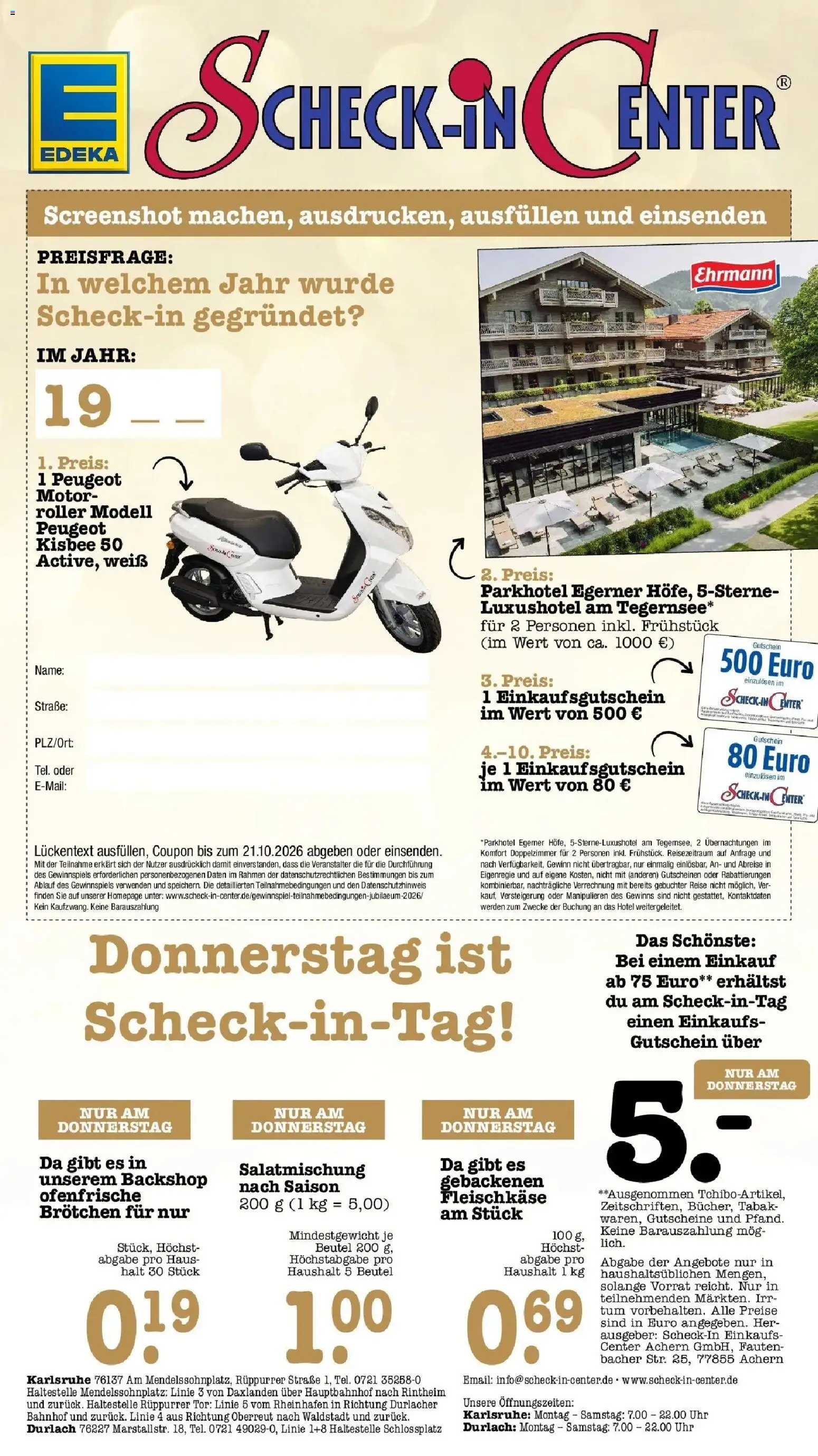 E center Prospekt Karlsruhe (ab 05.10.2026) zum Blättern | Seite: 77 | Produkte: Ofenfrische, Uhr