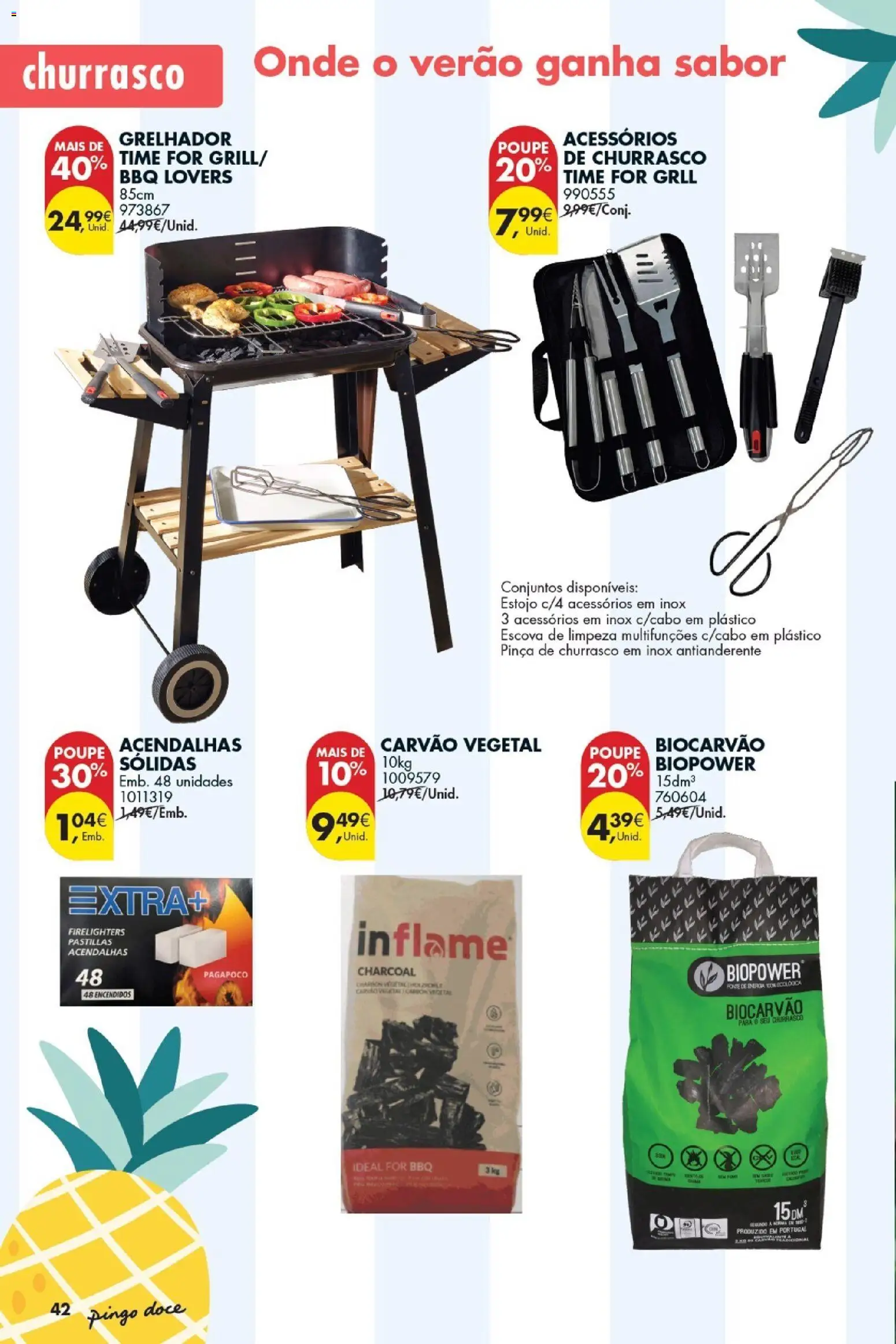 Pingo Doce Bazar Verão 2 │ válido de 30/06/2026 | Página: 42 | Produtos: Escova de limpeza, Pinça, Carvão vegetal