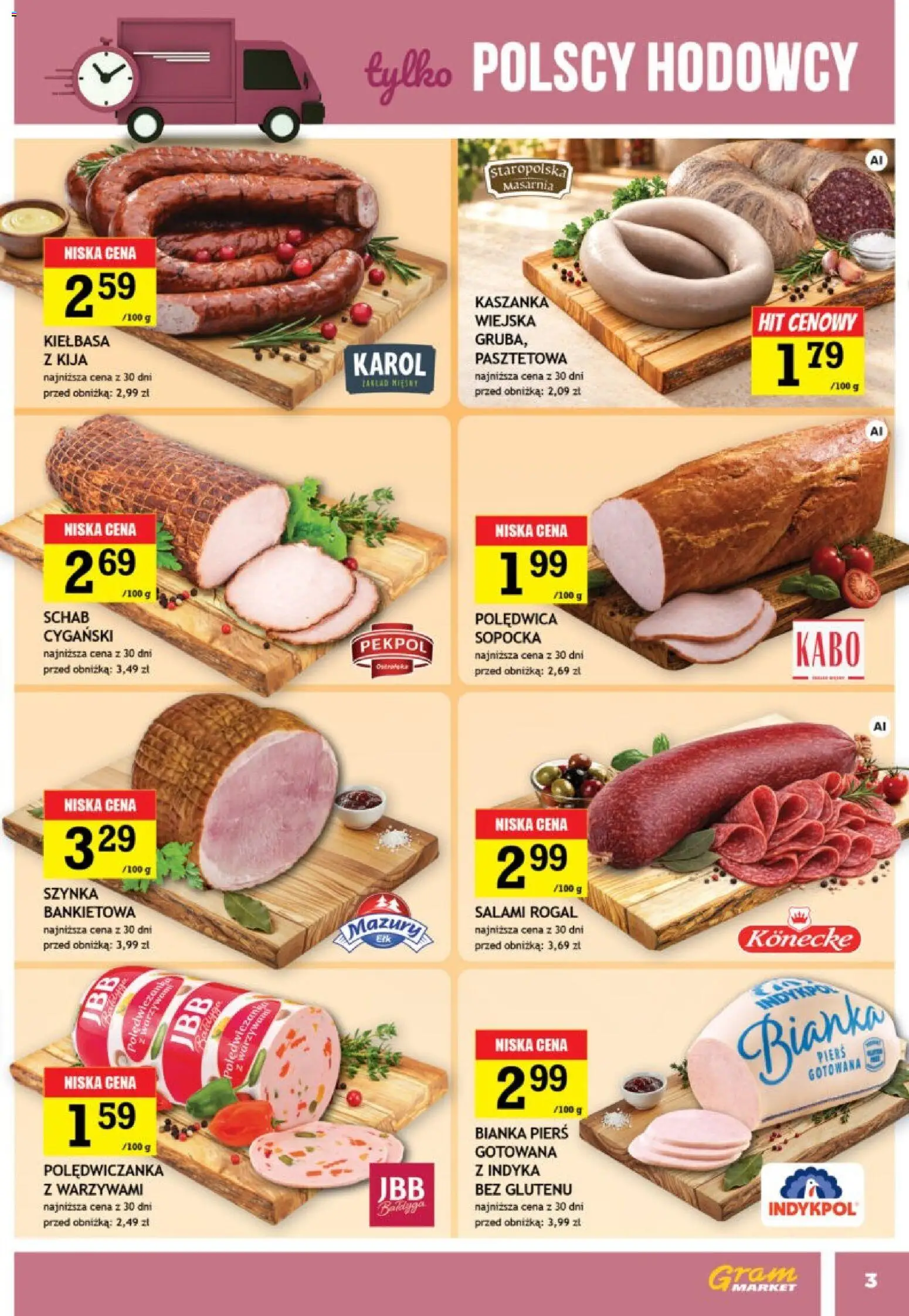Gram Market gazetka od 14.10.2026 | Strona: 3 | Produkty: Kiełbasa, Schab, Szynka, Salami
