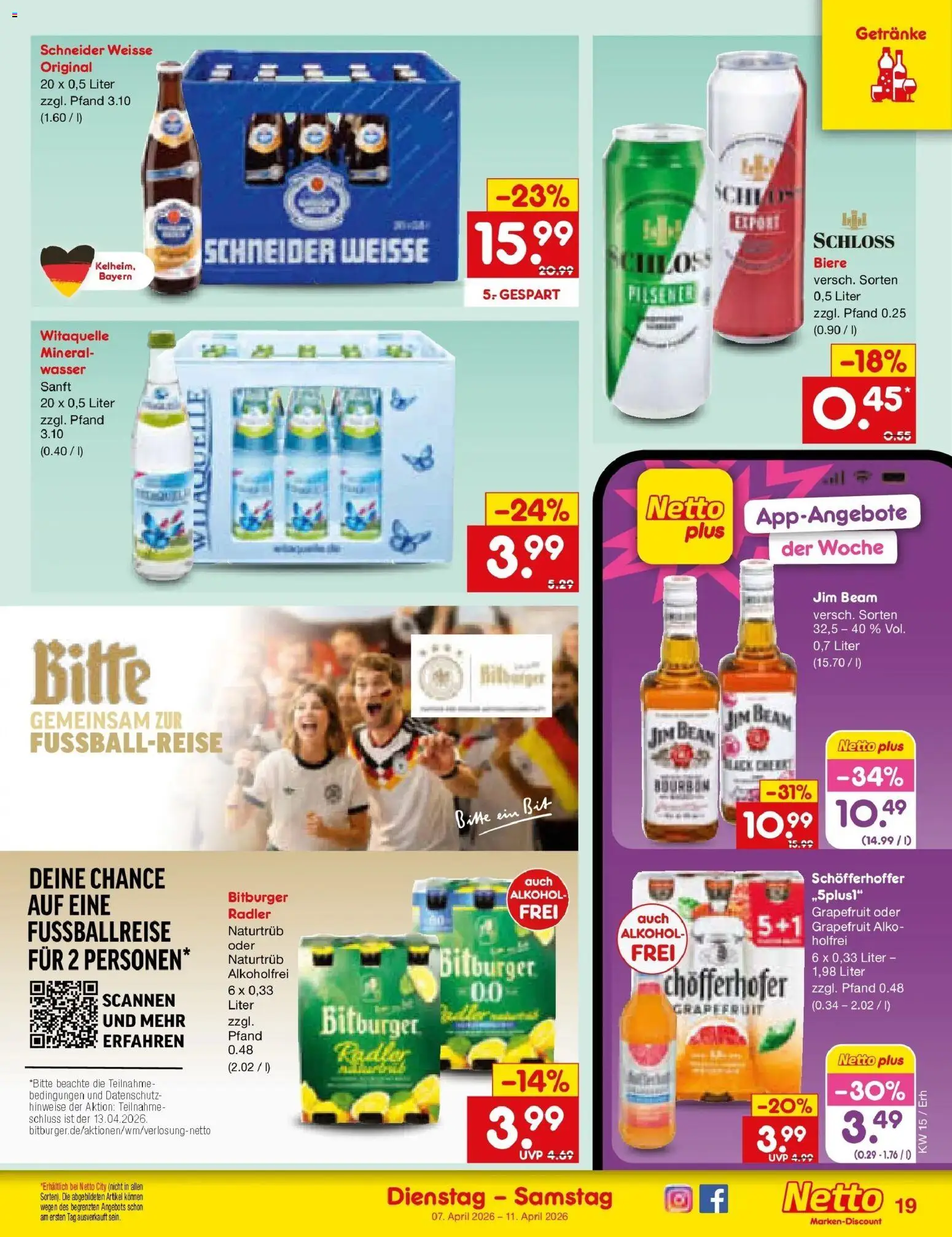 Netto Marken-Discount Prospekt München	 – gültig ab 07.04.2026 | Seite: 21 | Produkte: Bitburger, Grapefruit, Wasser, Bourbon