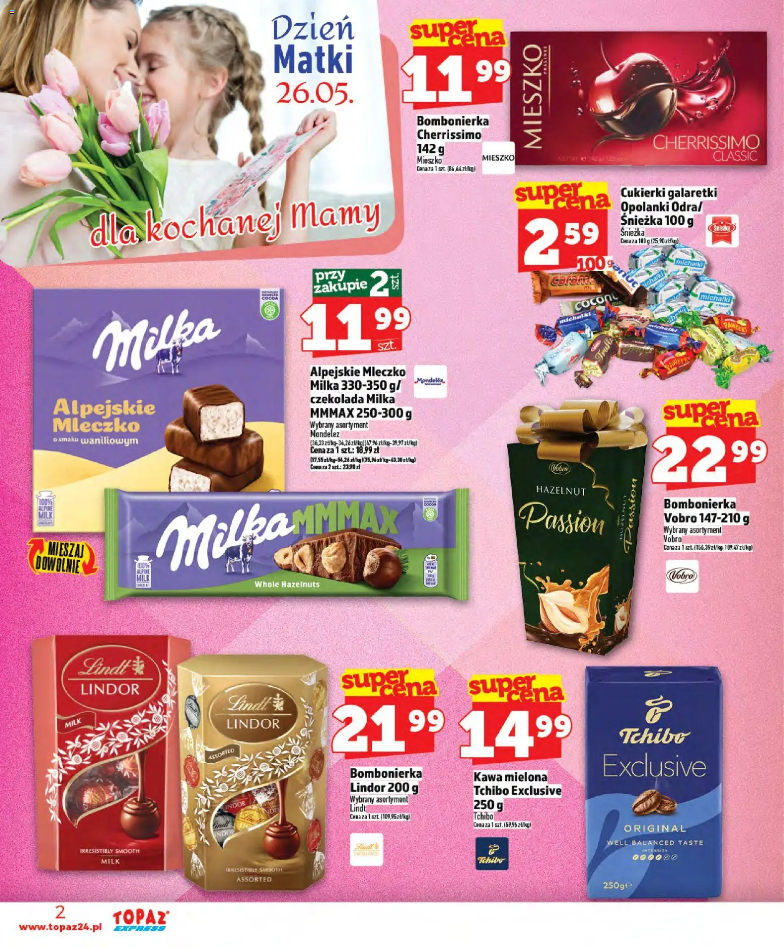 Topaz gazetka - Express od 21.05.2026 | Strona: 2 | Produkty: Bombonierka, Tchibo exclusive, Milka, Czekolada