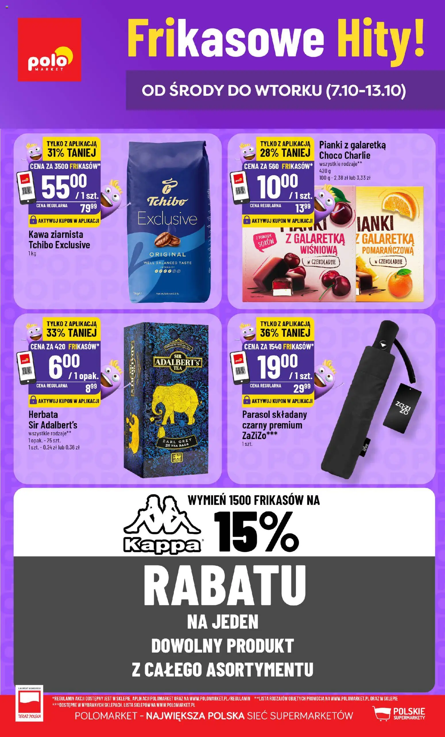 POLOmarket gazetka - Frikasowe Hity od 07.10.2026 | Strona: 1 | Produkty: Galaretka, Parasol, Kappa, Tchibo exclusive