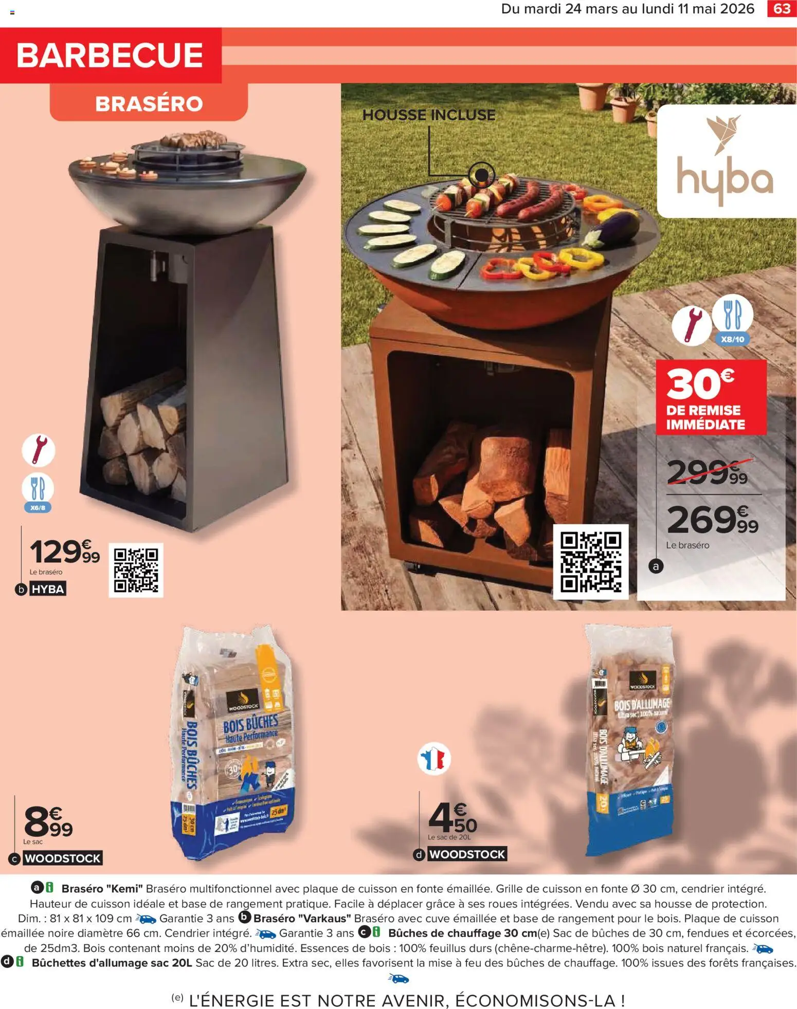 {H1} | Page: 63 | Produits: Brasero, Base, Plaque de cuisson, Grille de cuisson