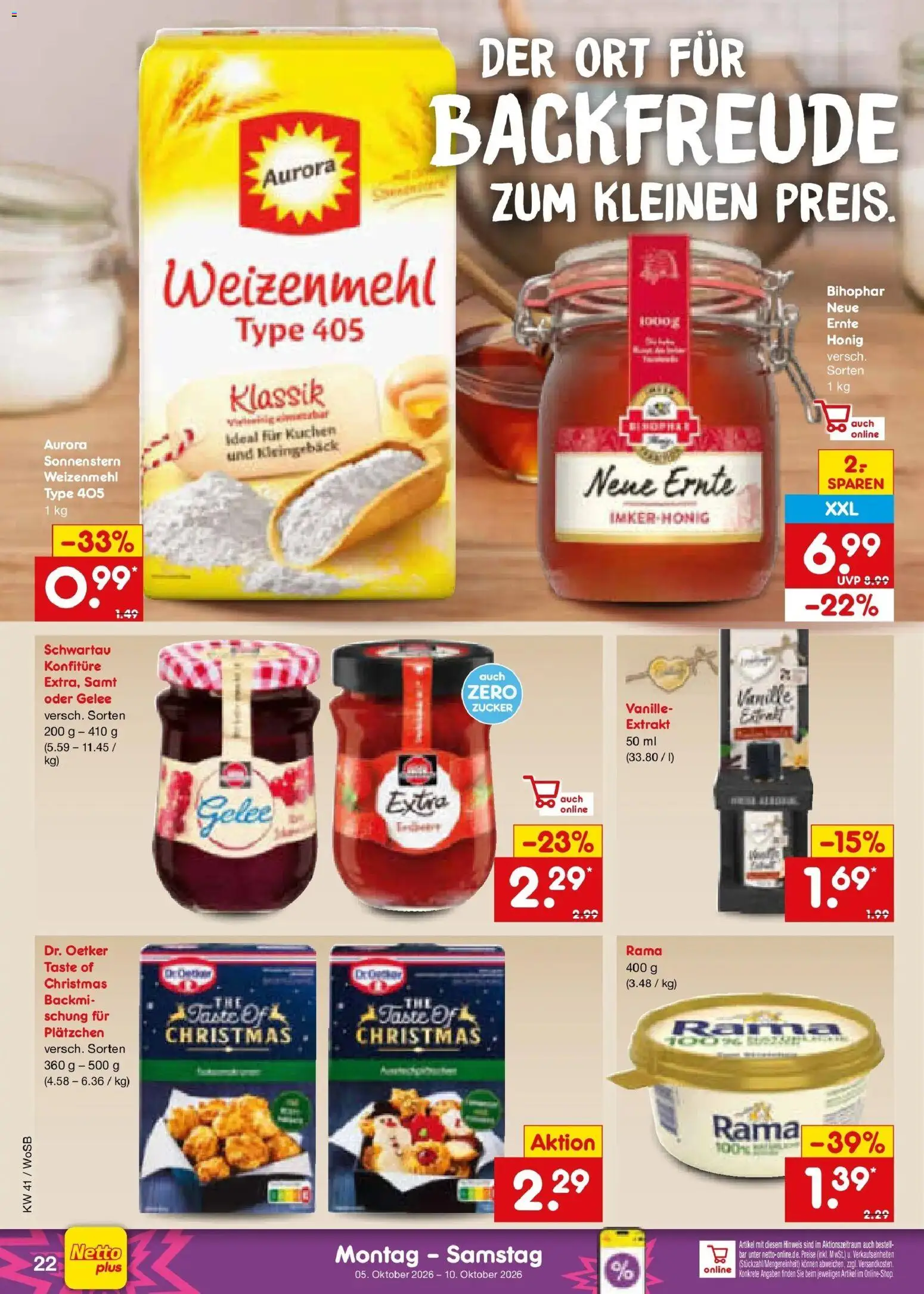 Netto Marken-Discount Prospekt Ludwigshafen-Edigheim (ab 05.10.2026) » Angebote | Seite: 24 | Produkte: Rama, Vanille, Zucker, Kuchen