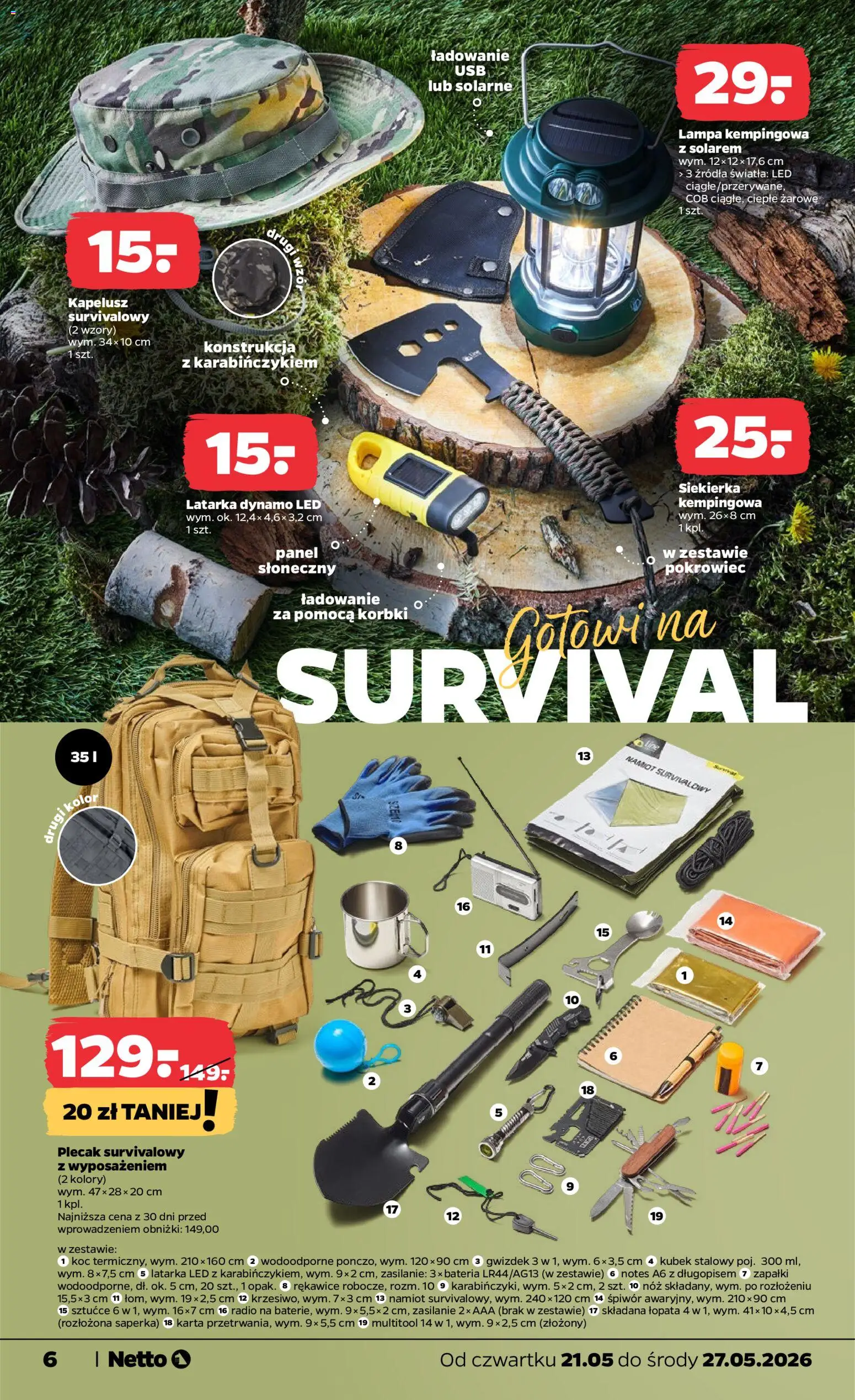 Netto gazetka od czwartku NonFood od 21.05.2026 | Strona: 6 | Produkty: Karta, Kapelusz, Lampa, Sztućce