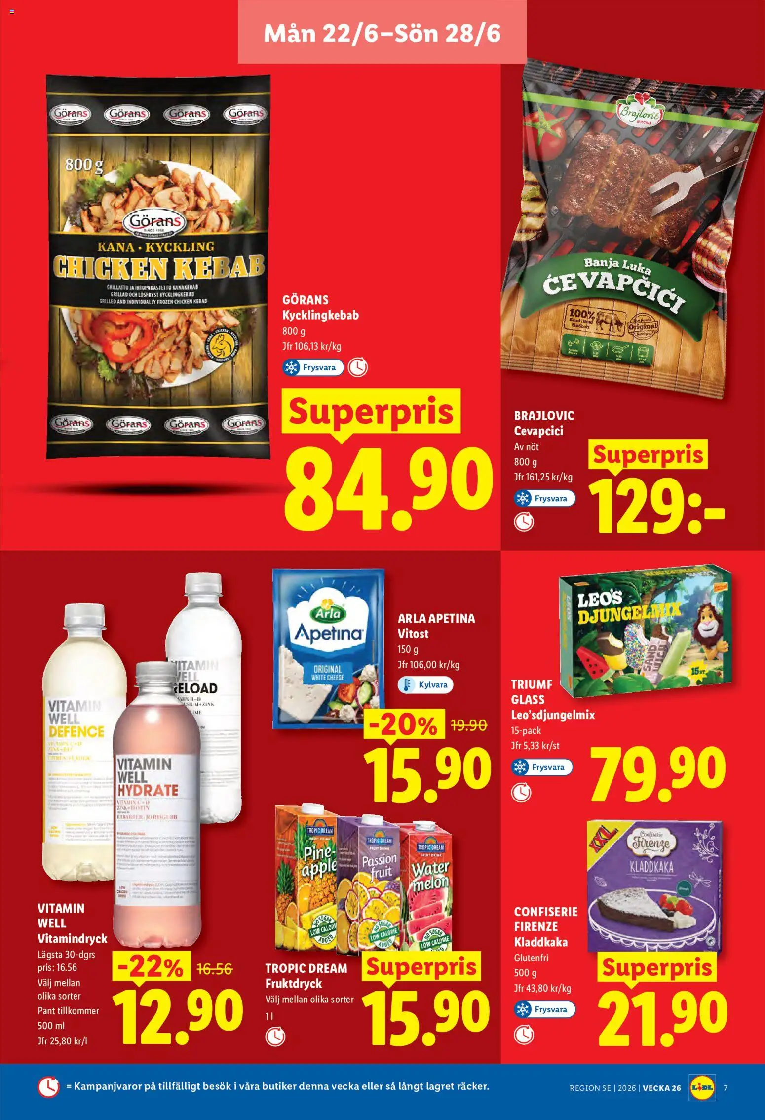 Lidl reklamblad aktuell från 22.06.2026 | Sida: 7 | Produkter: Kladdkaka, Äpple, Nötkött, Glass