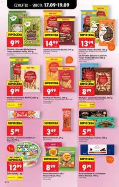 Pogląd oferty "Ciastka Baileys Creams, 128 g, różne rodzaje" - ważna od 17.09.2026 | Strona: 60 | Produkty: Ciastka z kremem, Wafle, Ciastka mafijne, Baton