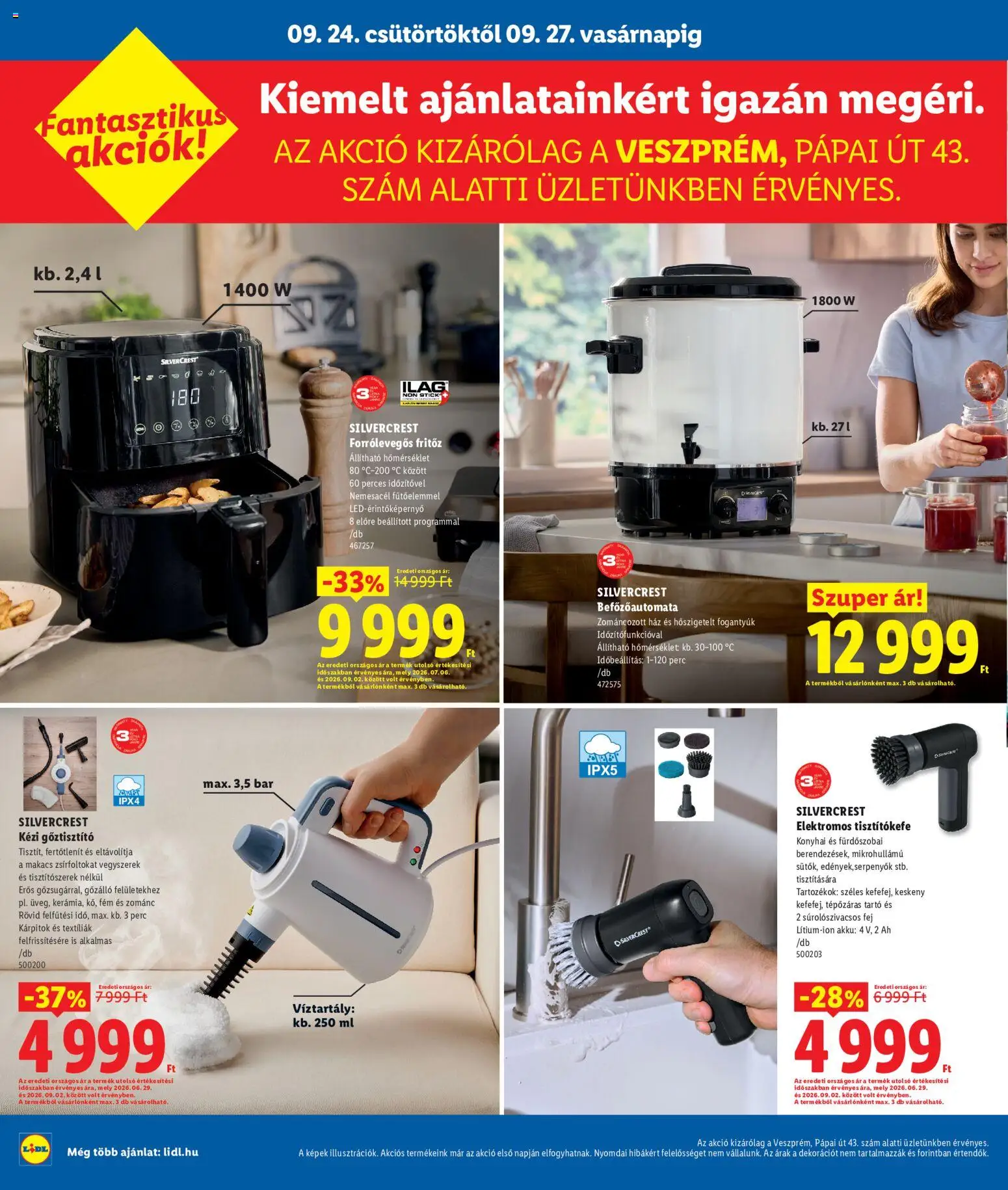 Lidl akciós ujság - amely érvényes a következő dátumtól: 2026.09.24. | Oldal: 8 | Termékek: Gőztisztító, SilverCrest, Tisztítókefe, Kézi gőztisztító