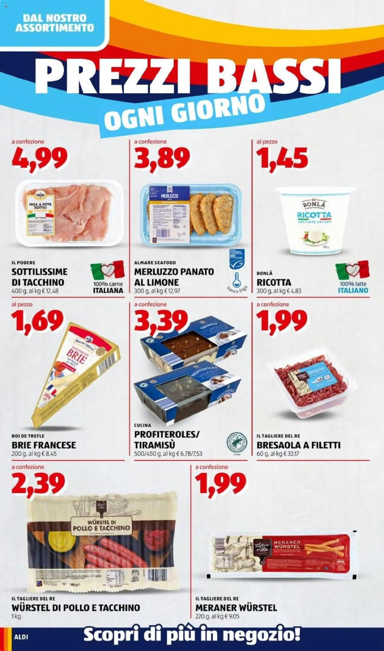 Volantino Aldi del 17/08/2026 | Pagina: 4 | Prodotti: Pollo, Bresaola, Wurstel, Carne
