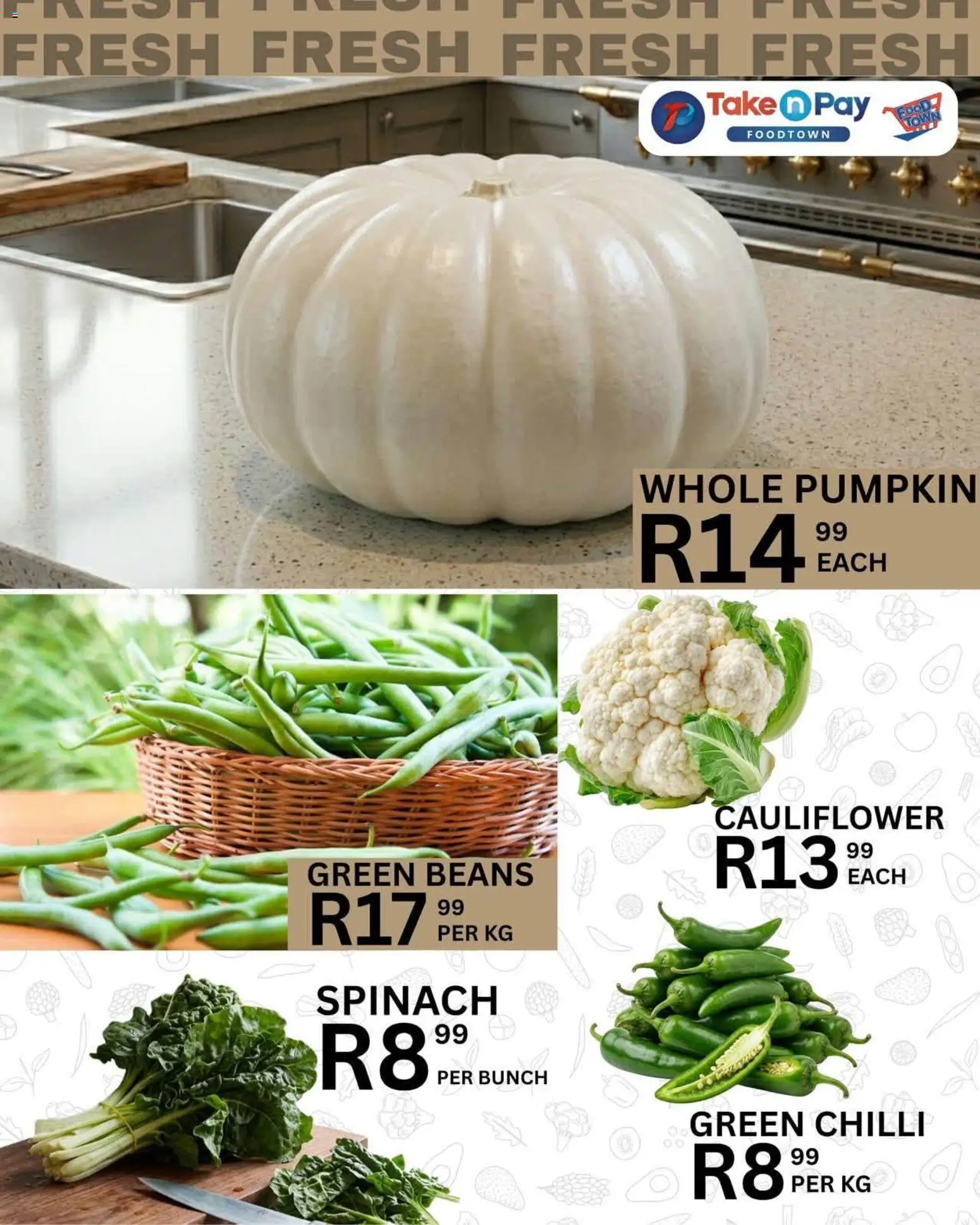 New Take n Pay catalogue – valid from 30/08/2026 | Page: 14 | Products: Cauliflower, Beans, Chilli