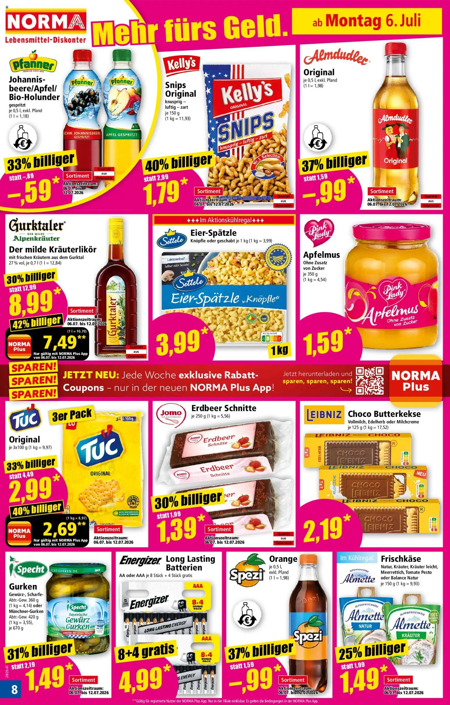 Norma Flugblatt gültig ab 06.07.2026 | Seite: 8 | Produkte: Gurken, Zucker, Äpfel